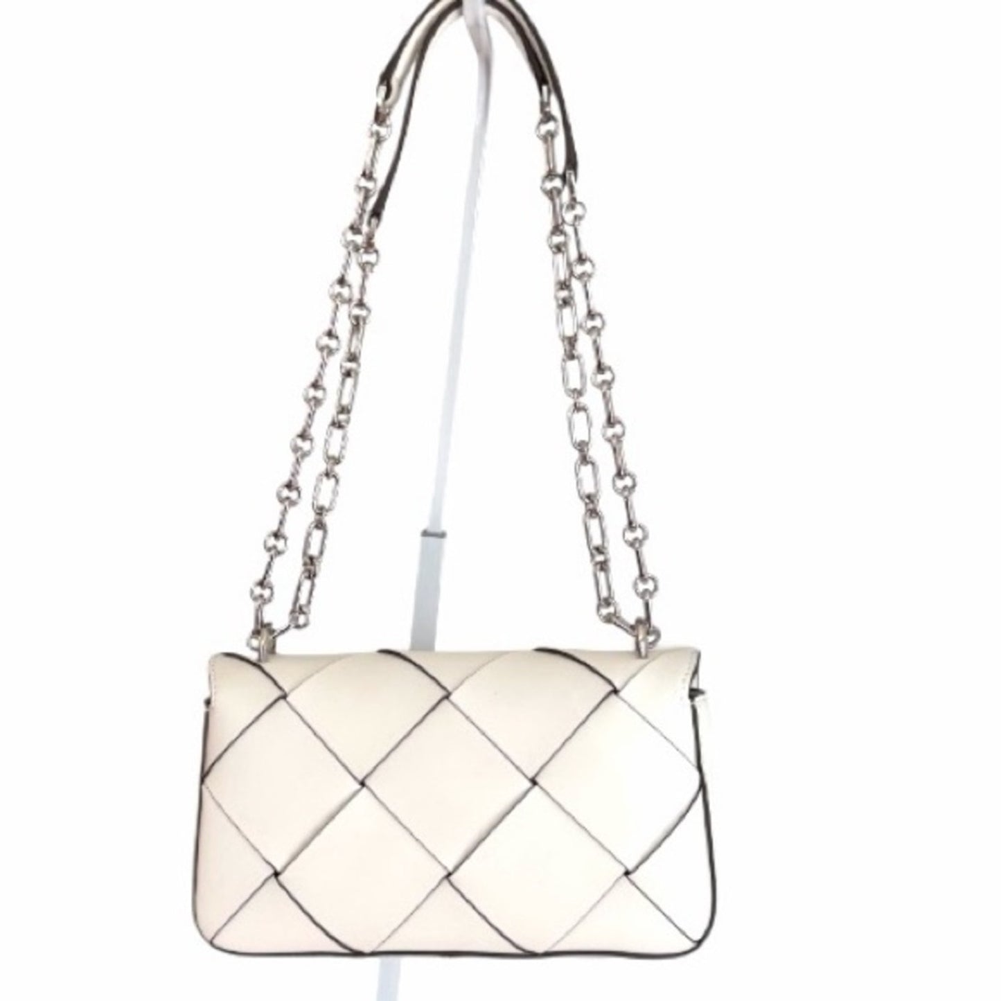Michael Kors Tribeca Leather Convertible Chain Shoulder Crossbody Bag White