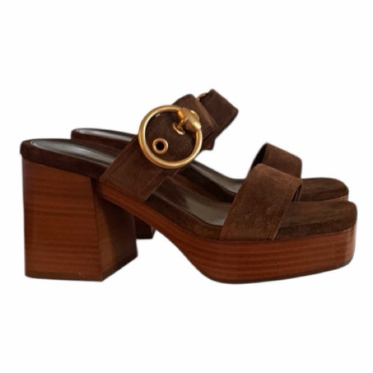 Gianvito Rossi Brown Suede Boho 70’s Style Platform Sandals | NEW | 36.5