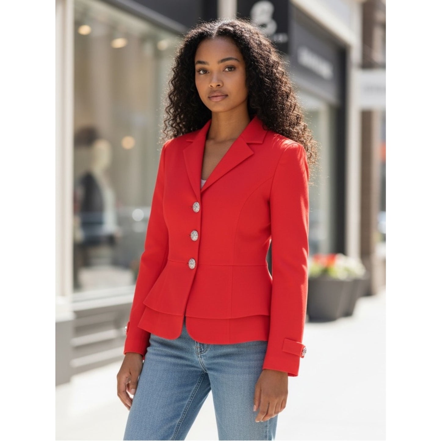 Carlisle Collection Red Peplum Blazer Size 14 New Everyday to Elevated Wear