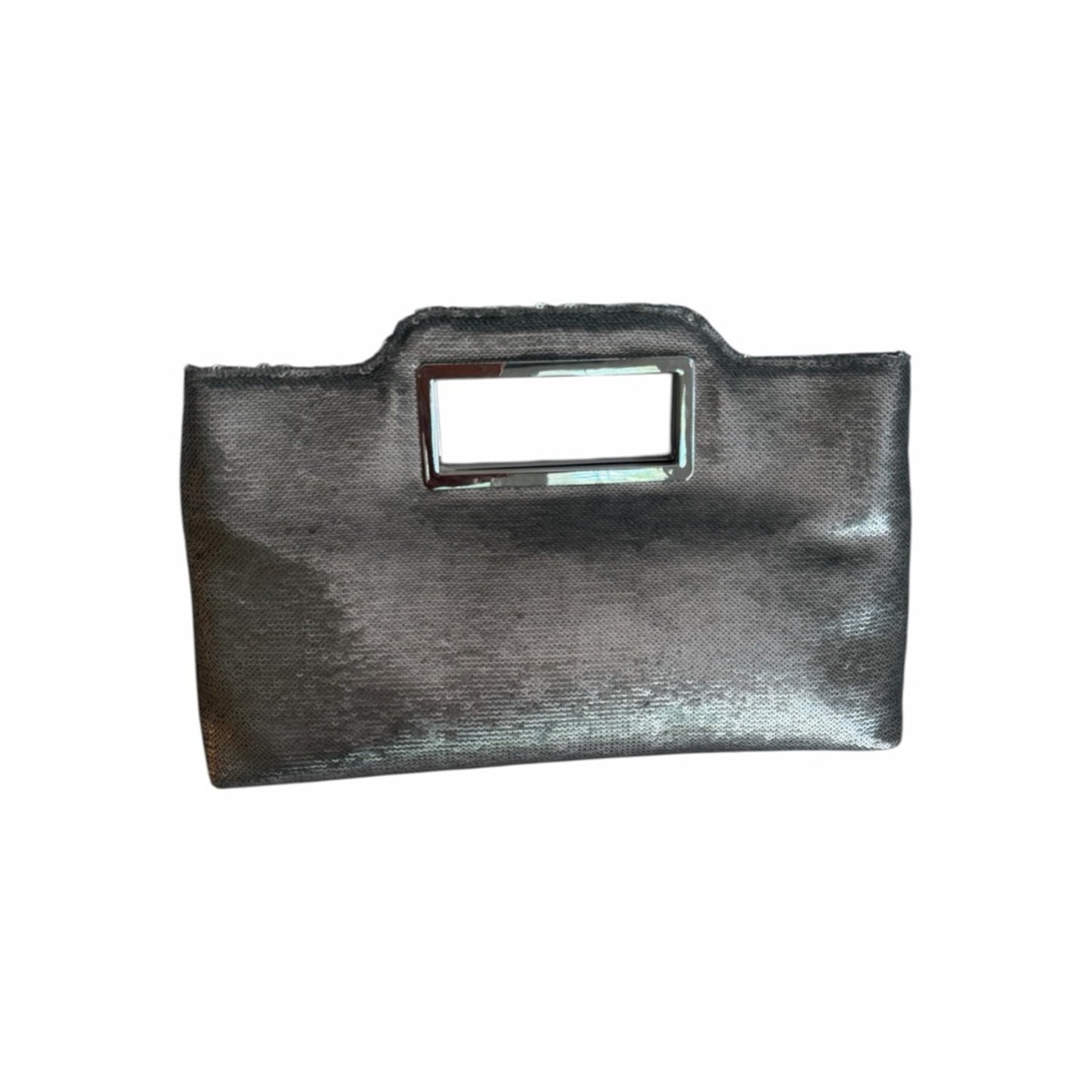 NWT INC Judith Dark Silver Sequin Clutch Crossbody Evening Wedding Bag