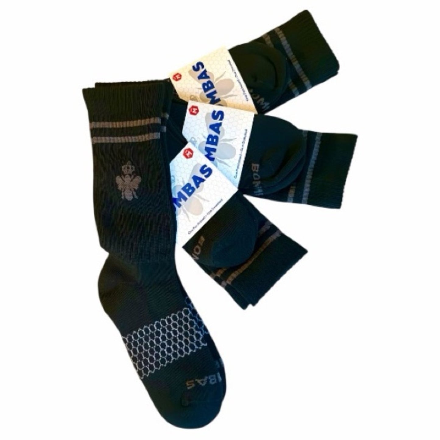 NEW Bombas Black Men's Crew Socks 4 Pair Size M shoe size 6-9. Unisex
