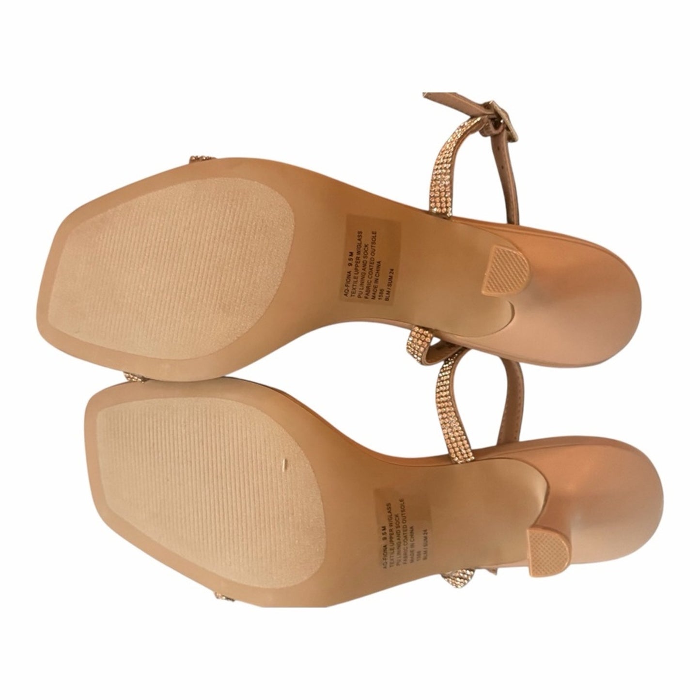 Aqua Fiona Nude Rhinestone Strappy Heels Size 9.5