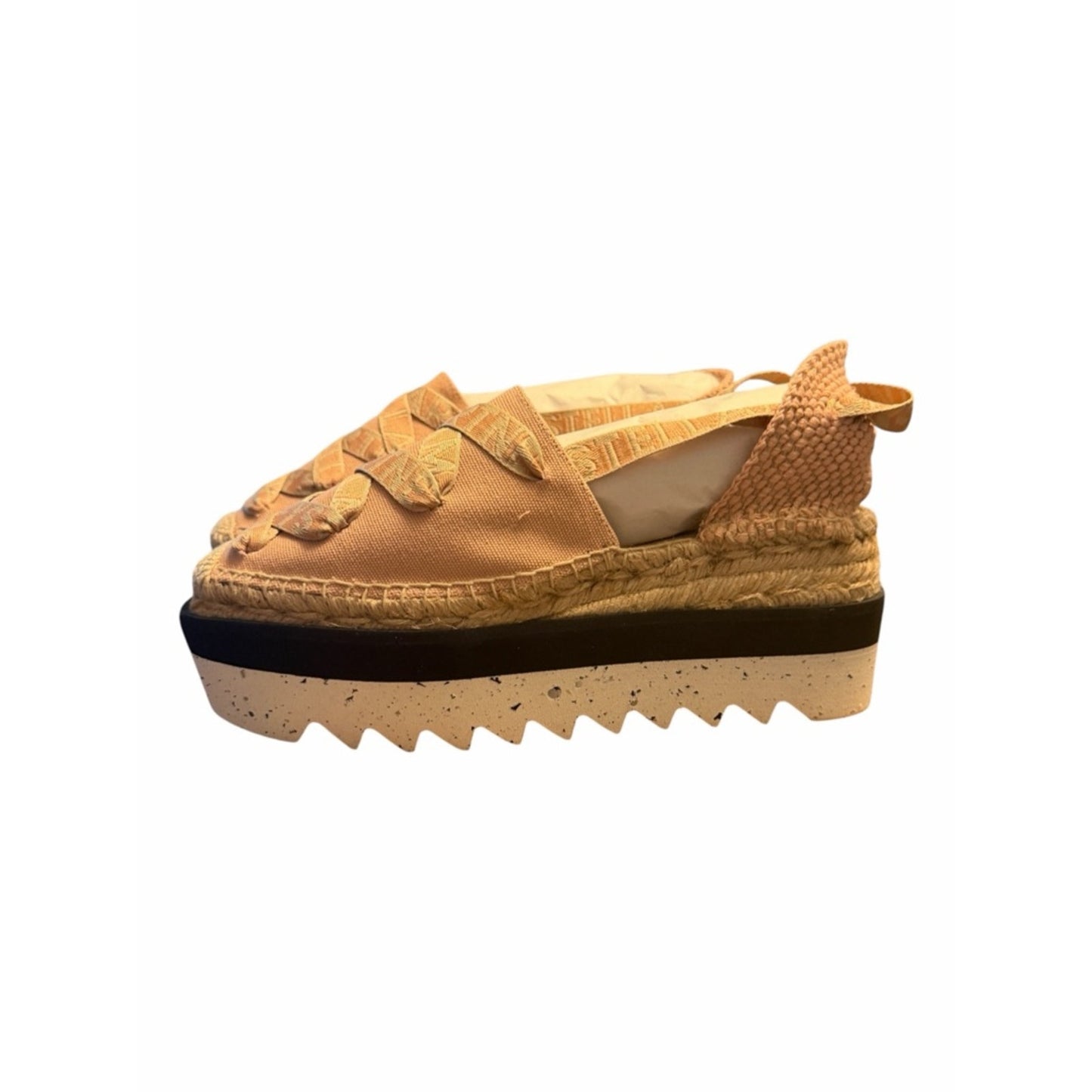 Stella McCartney Gaia Platform Espadrilles Blush Logo Lace Up Size 41 NIB