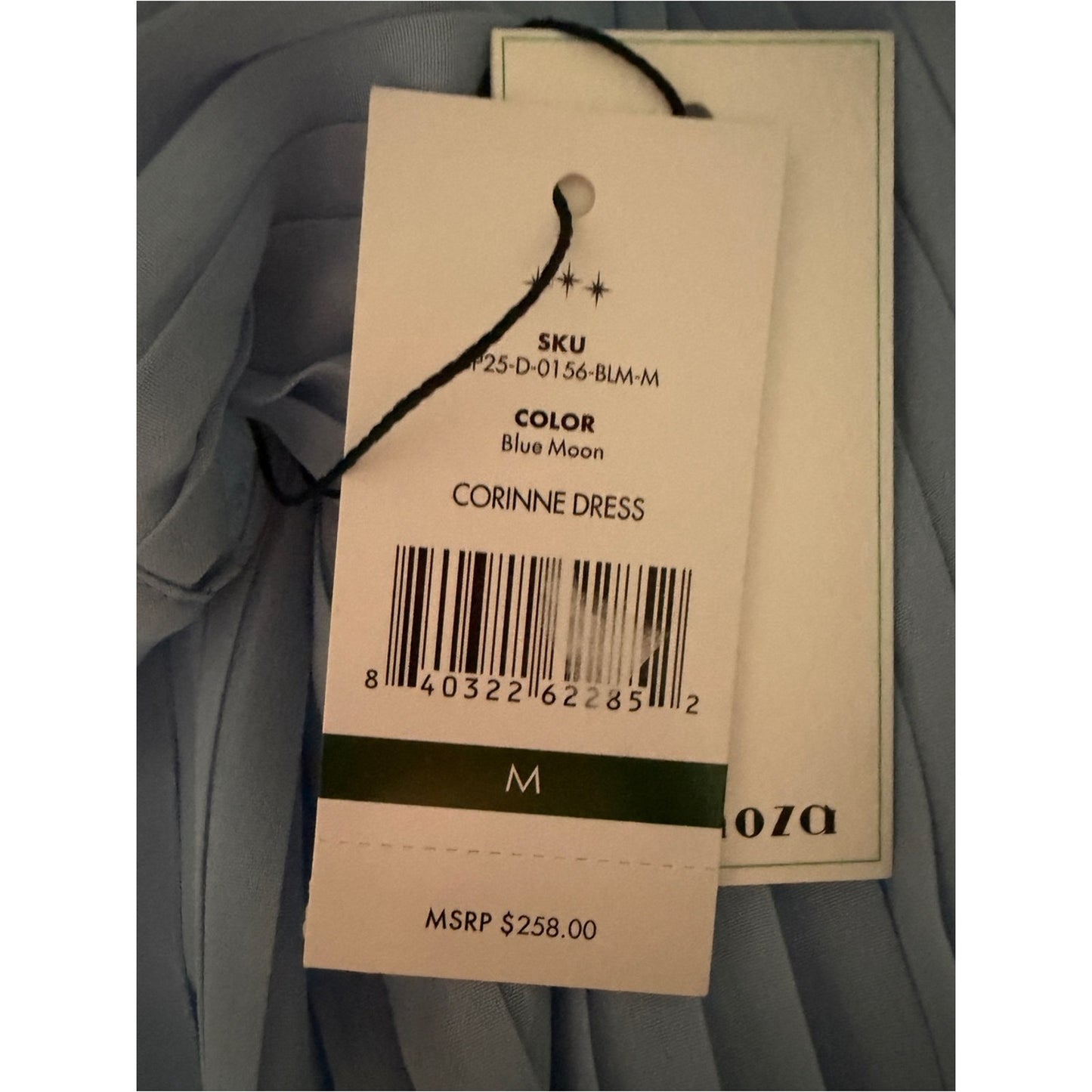 NWT Hermoza Corinne Pleated Halter Shift Dress | Blue Moon | Medium | MSRP $258