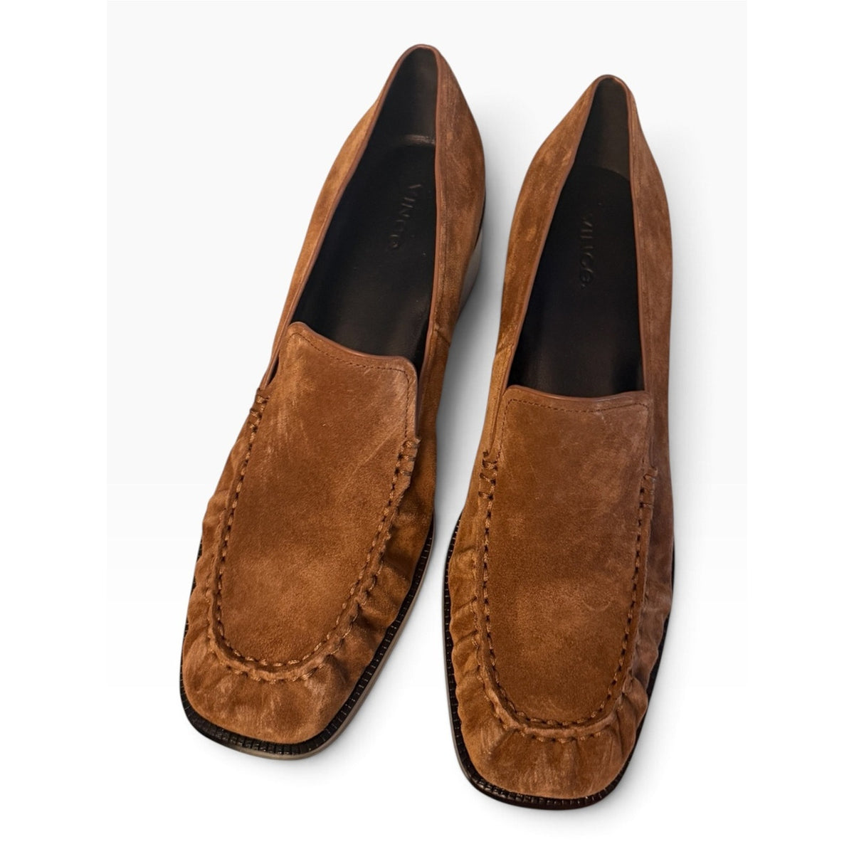 Vince Larose Suede Heeled Loafers Elm Wood Brown Women’s Size 10 NIB