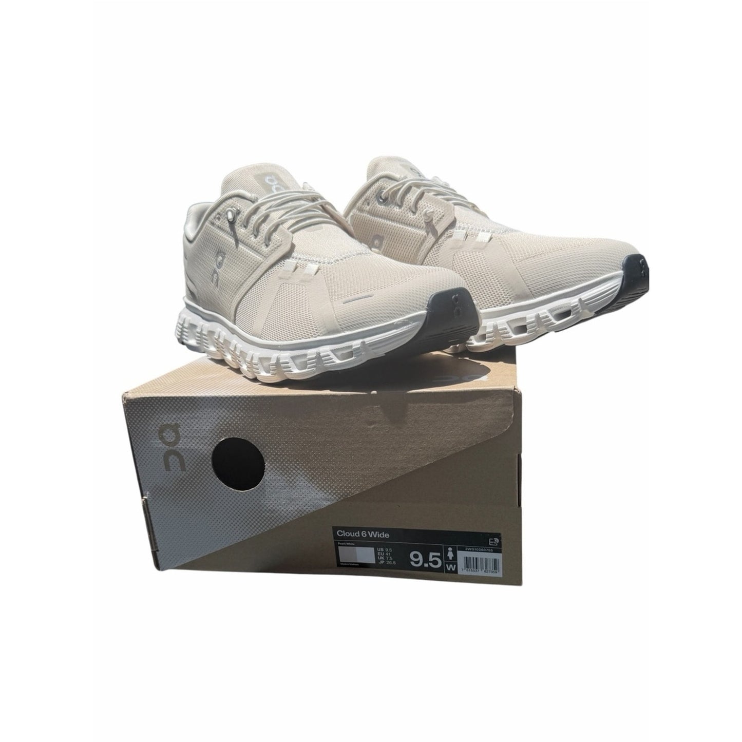 On Cloud 6 Wide Running Shoes Pearl White Women’s 9.5 Wide D NEW W/BOX