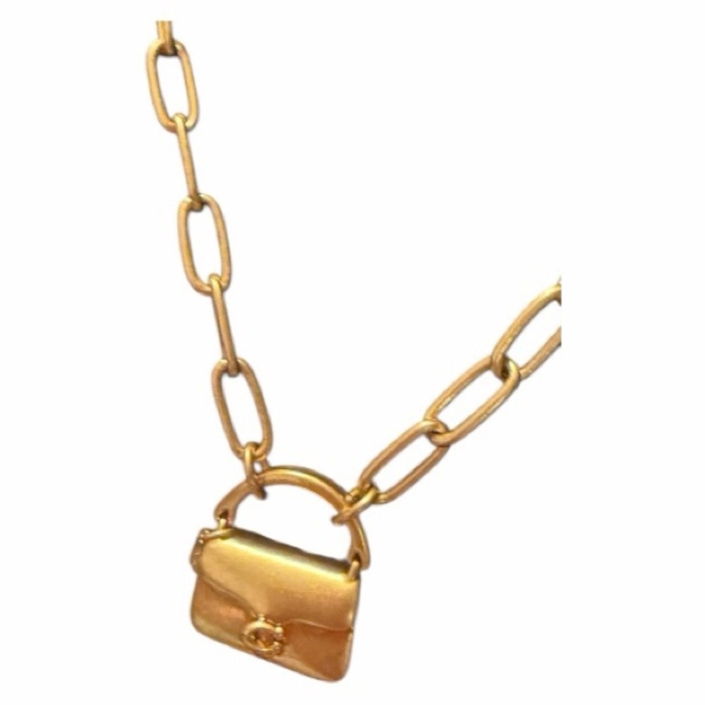 Coach Gold Tone Chain Necklace w/ Handbag Charm & Extender – NWT