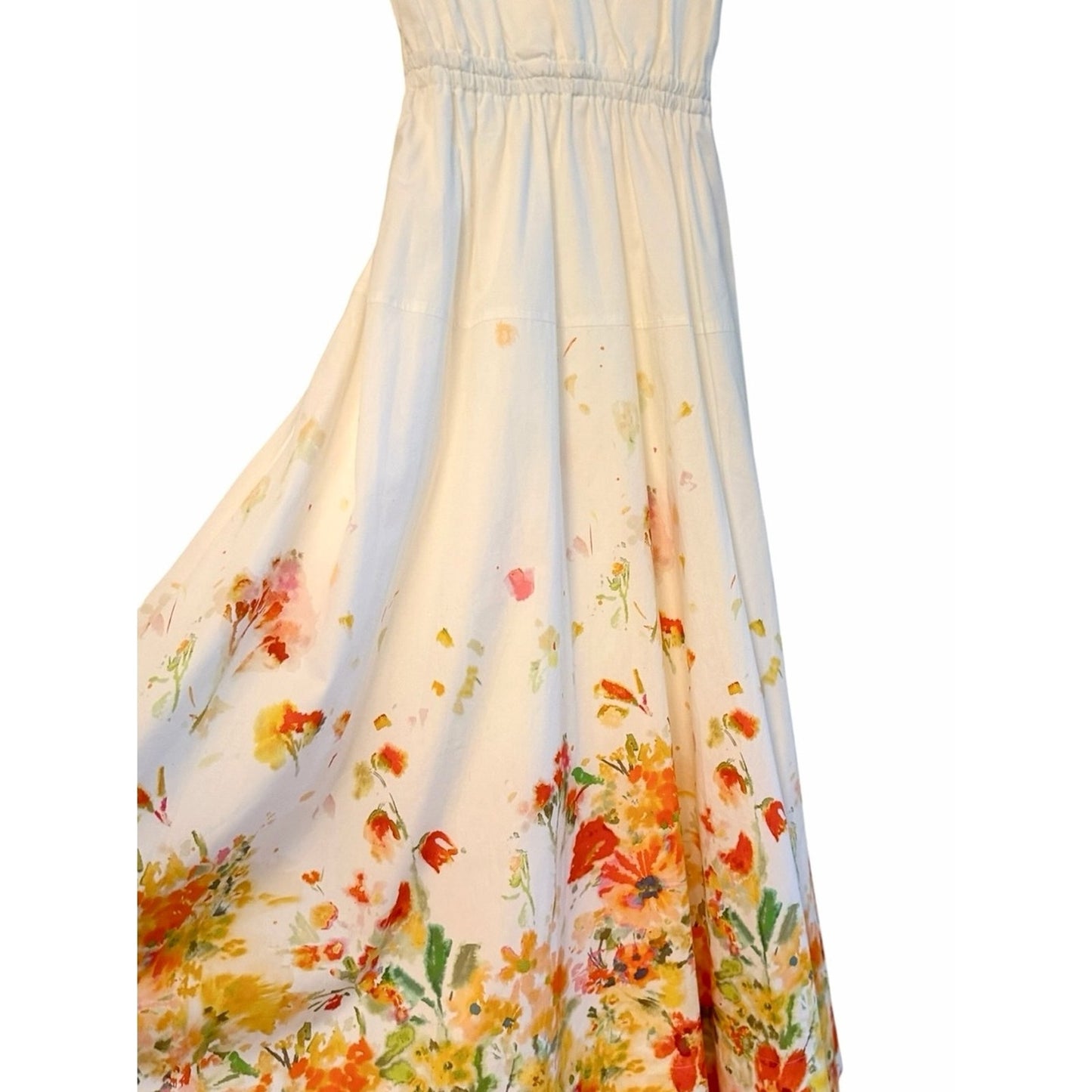 Derek Lam 10 Crosby NWT White Papaya Multi Floral Cotton Maxi Dress Size 8