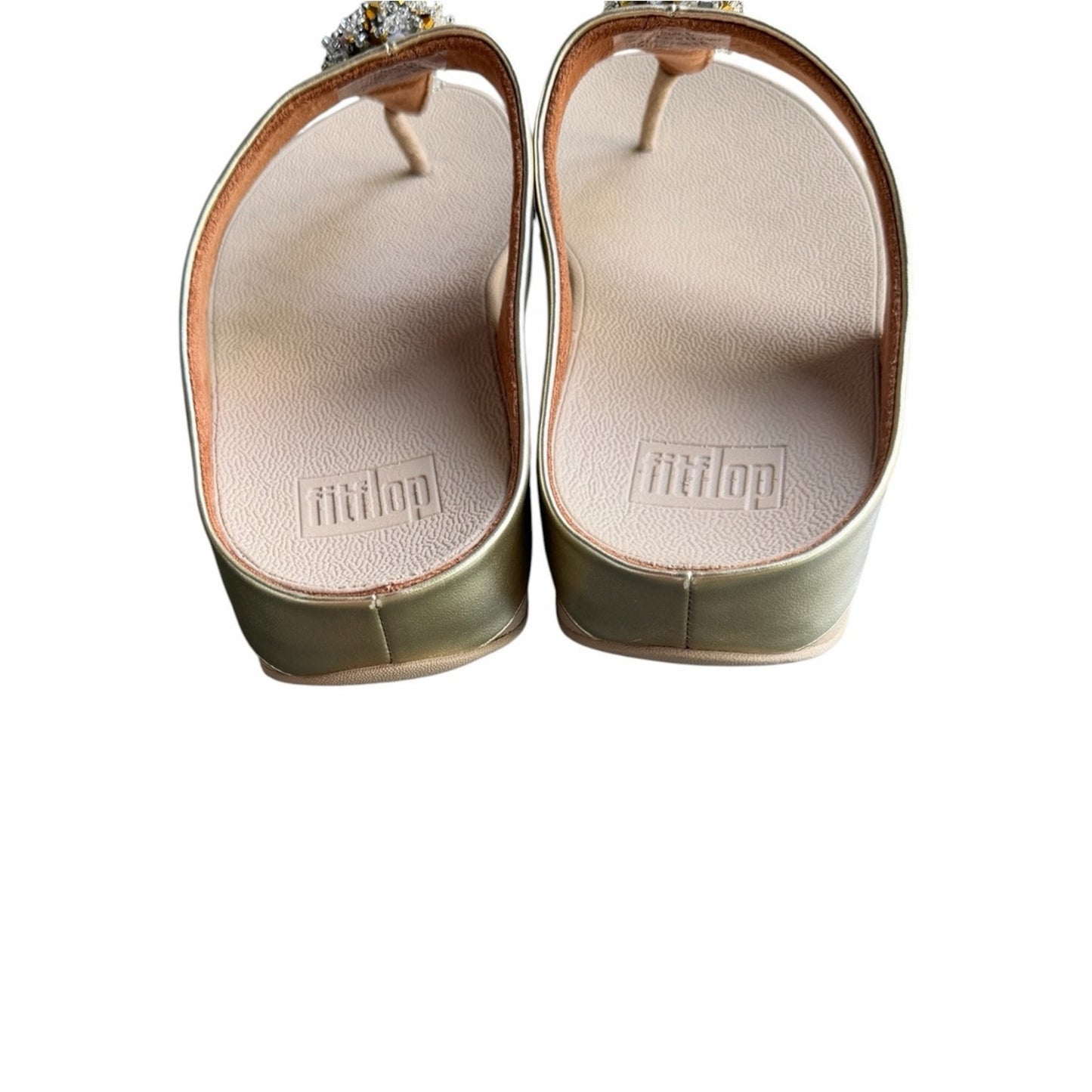 FitFlop Galaxy Embellished Toe Thong Sandals Gold Size 9 NIB Comfort Sandals