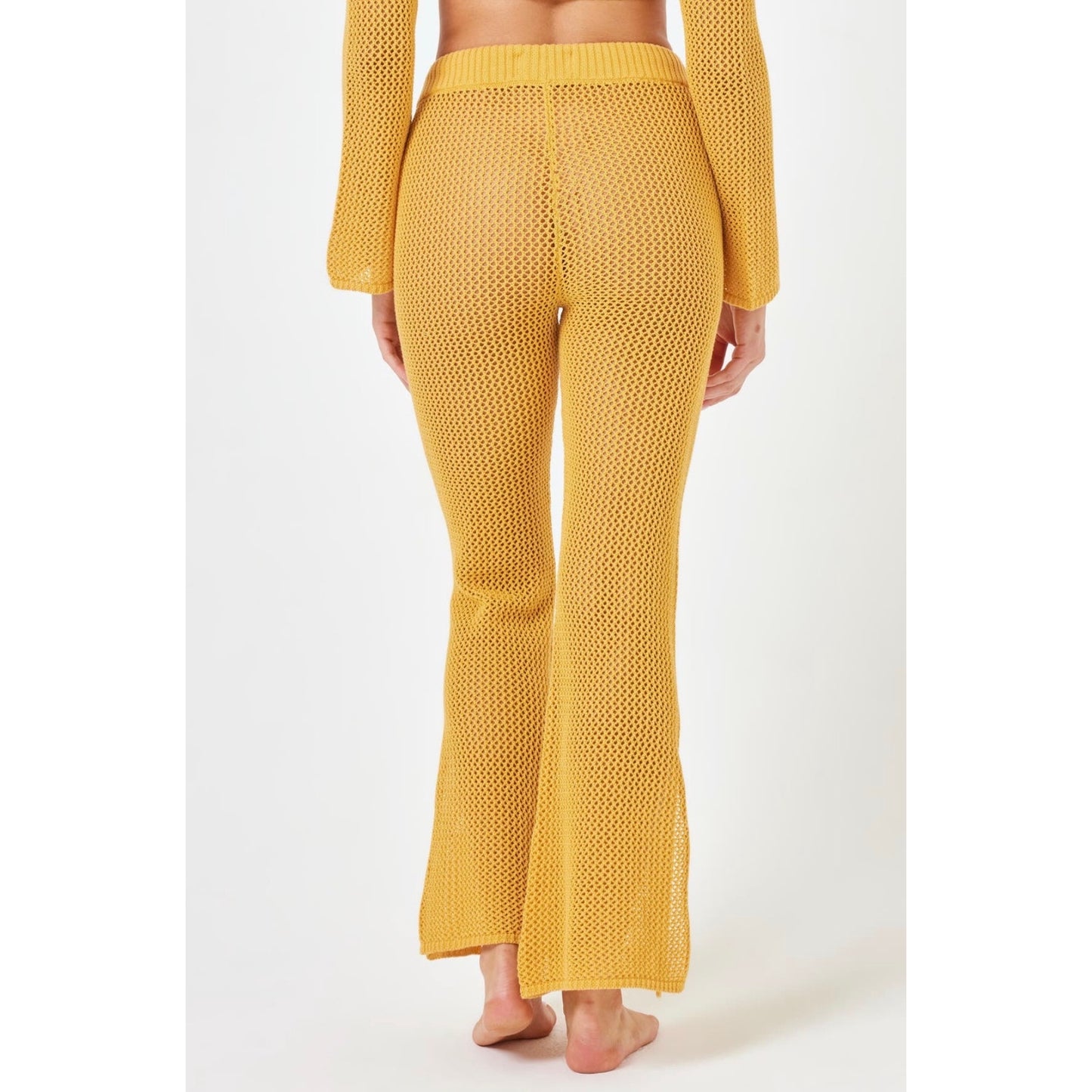 Space Los Cabos Crochet Cover-Up Pants XL NWT Mustard 100% Cotton Beach Resort