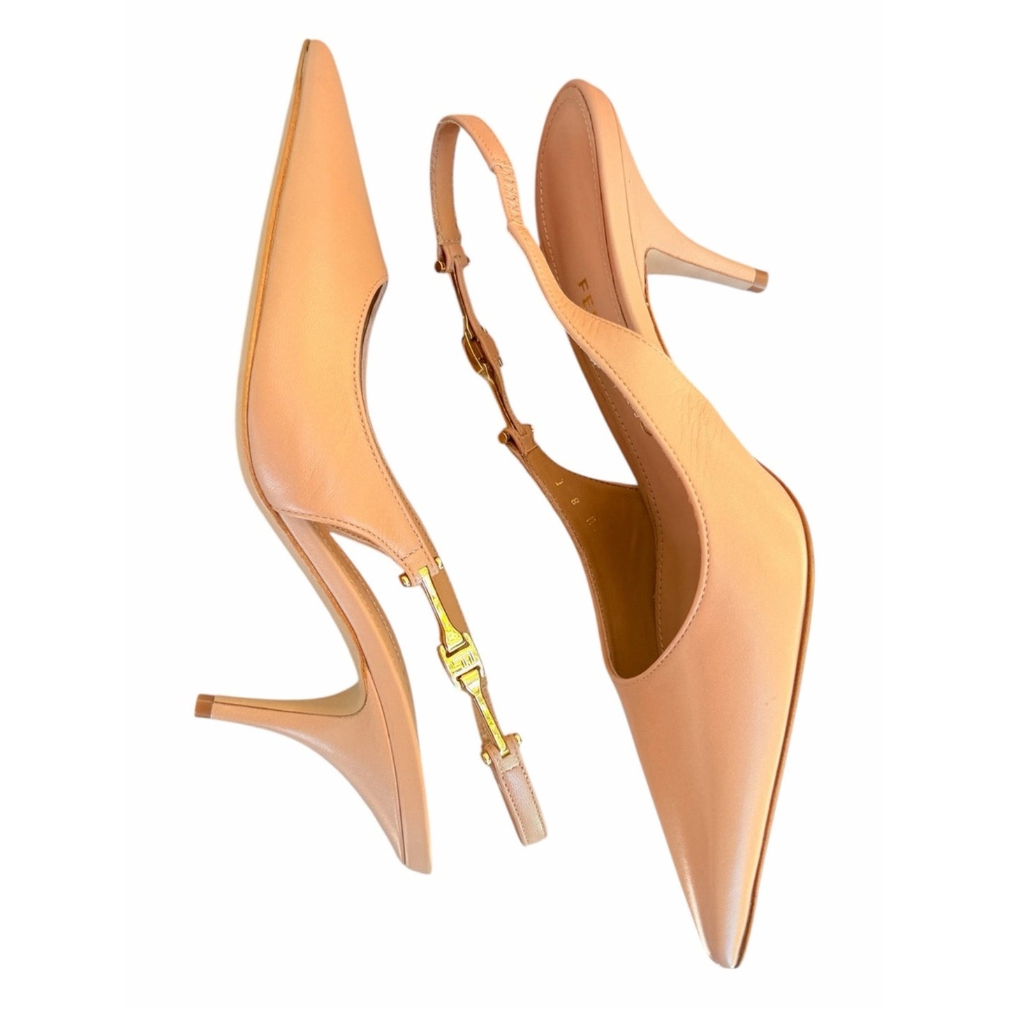 Ferragamo Tally 70 Amaretti Leather Slingback Pumps 8C Wide NIB