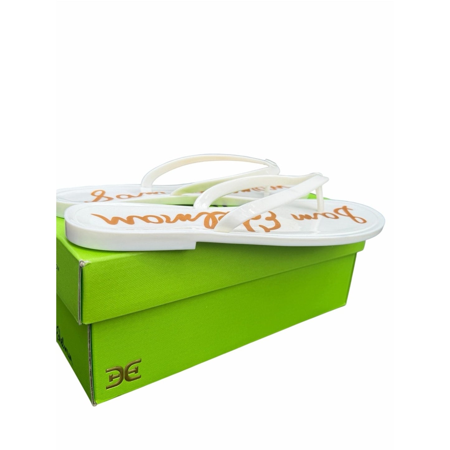 Sam Edelman Dean Jelly Flip Flops White Logo Sandals Size 8 New In Box