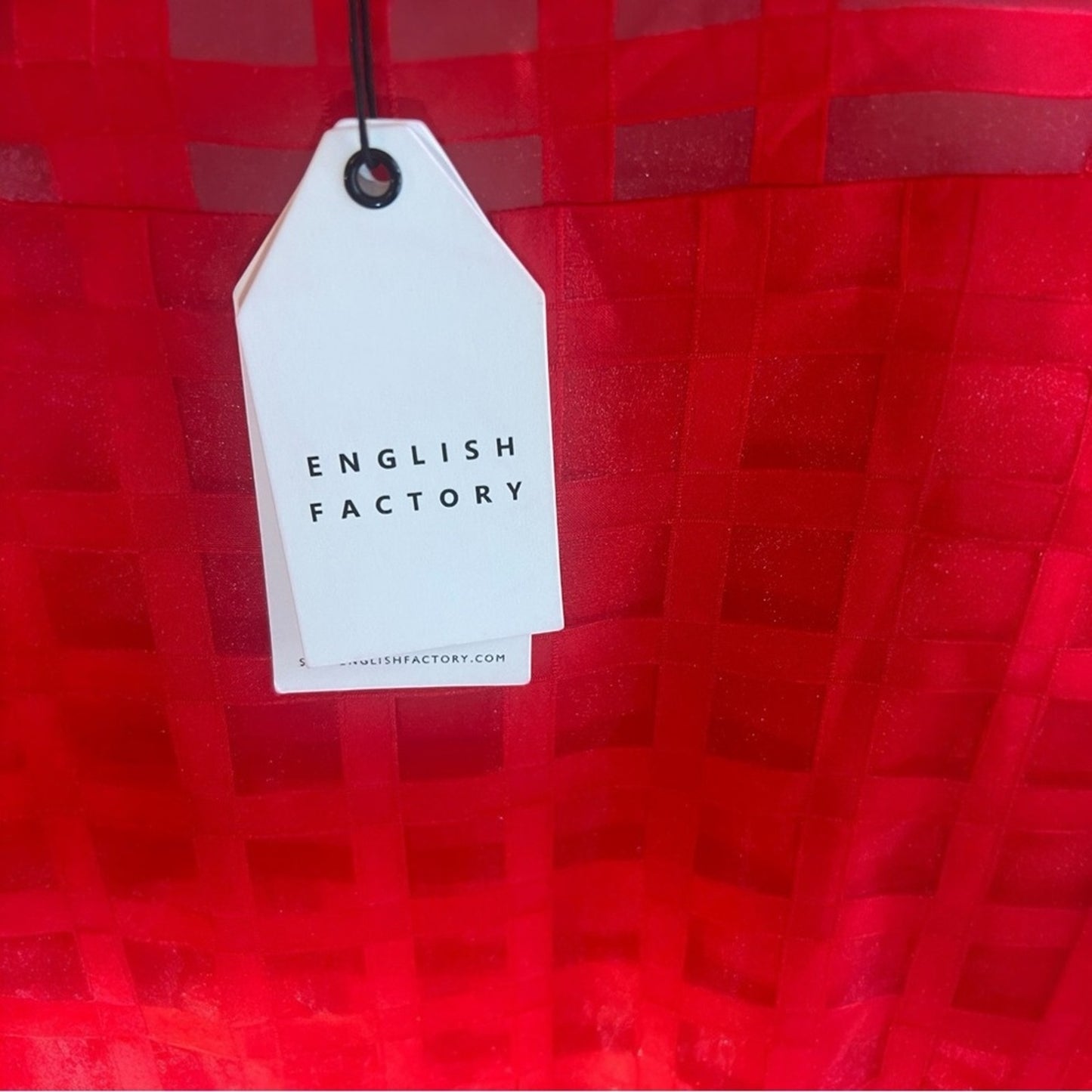 NWT Tuckernut Red Sheer Organza Checkered Mini Dress Women's Size M