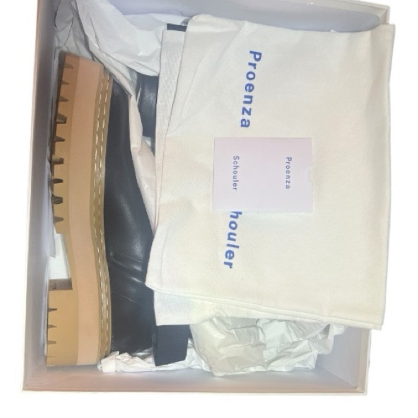 Proenza Schouler Black Lug Sole Leather Ankle Size 7 Boots NIB