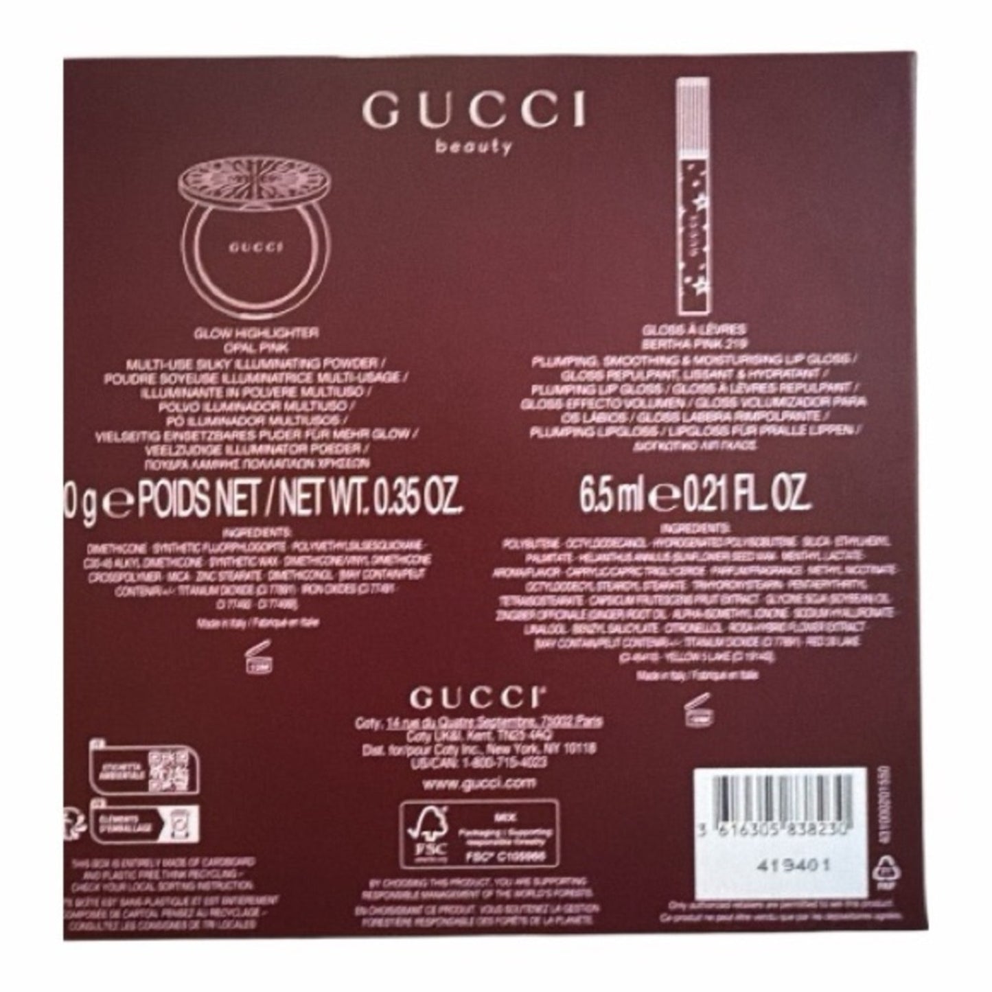 Gucci Beauty Glow Highlighter & Gloss Set NEW In Box
