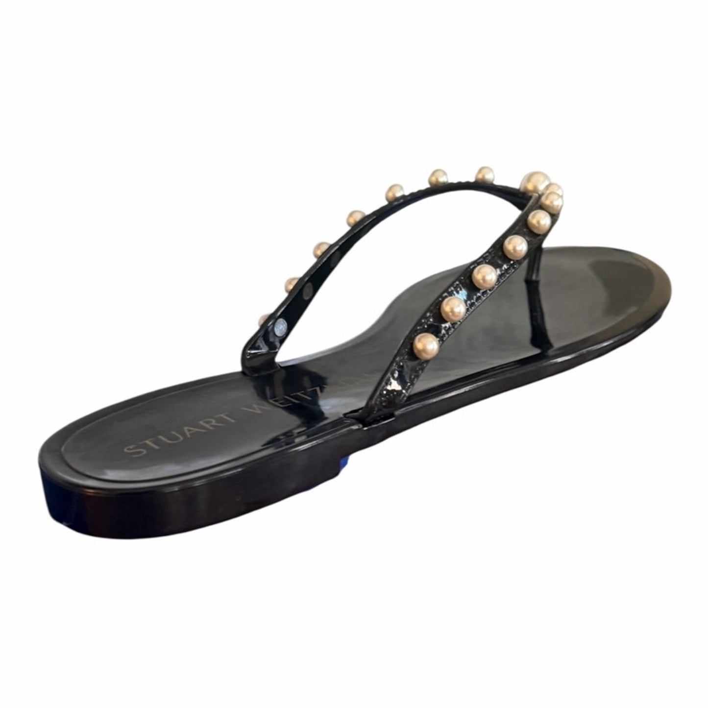 Stuart Weitzman Glide Pearl Jelly Flip Flops Black Size 10 NIB
