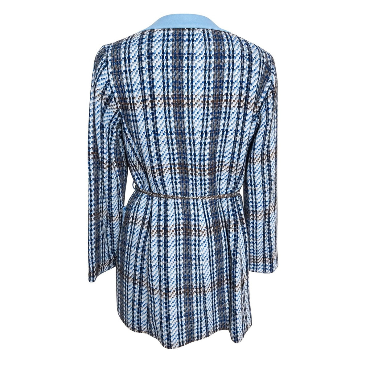 Zara Tweed &  Denim Chain Belted Longline Blazer Dress Size L EUC