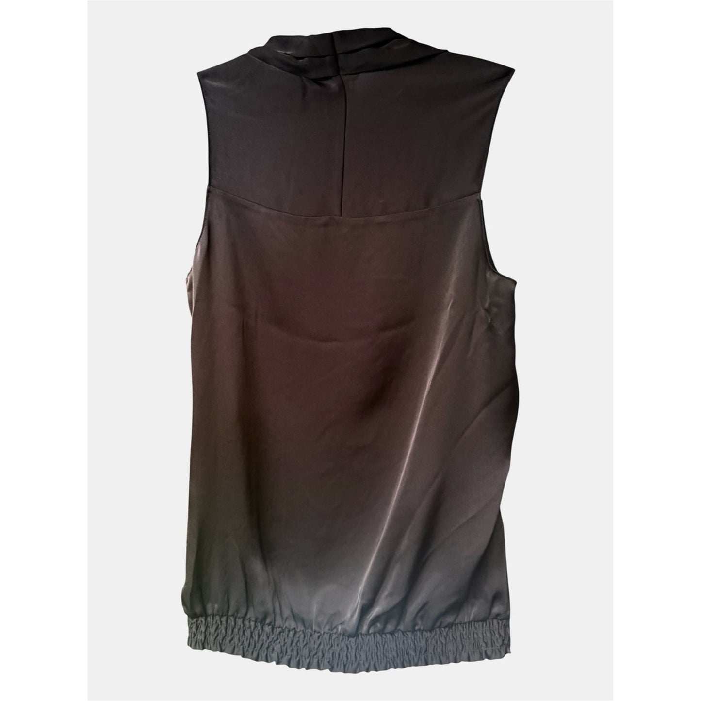 NWT Ramy Brook Jilly Black Satin Charmeuse Sleeveless V-Neck Blouse Small