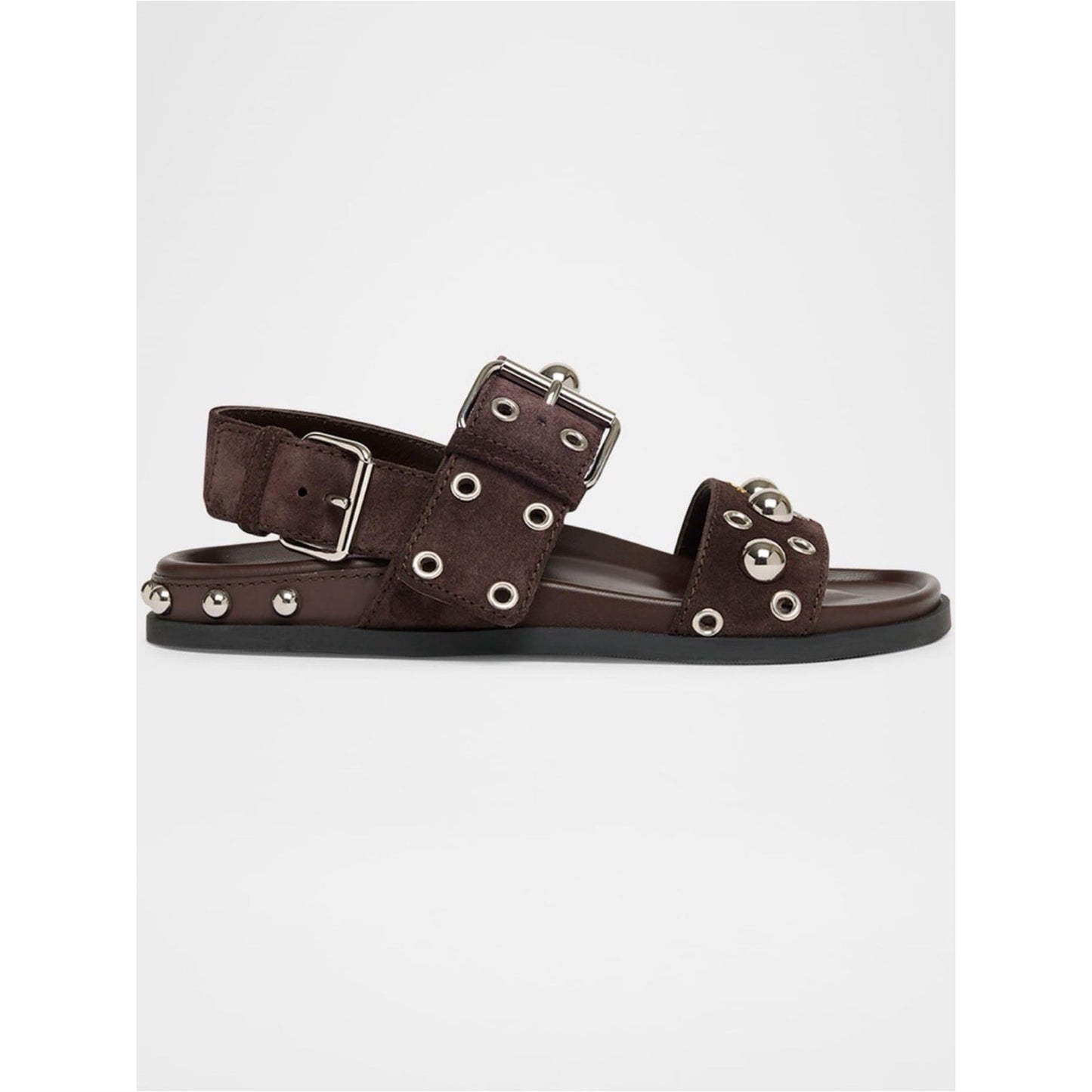 Valentino Garavani Nellcôte 20 Brown Studded Suede Sandals 37.5 NIB