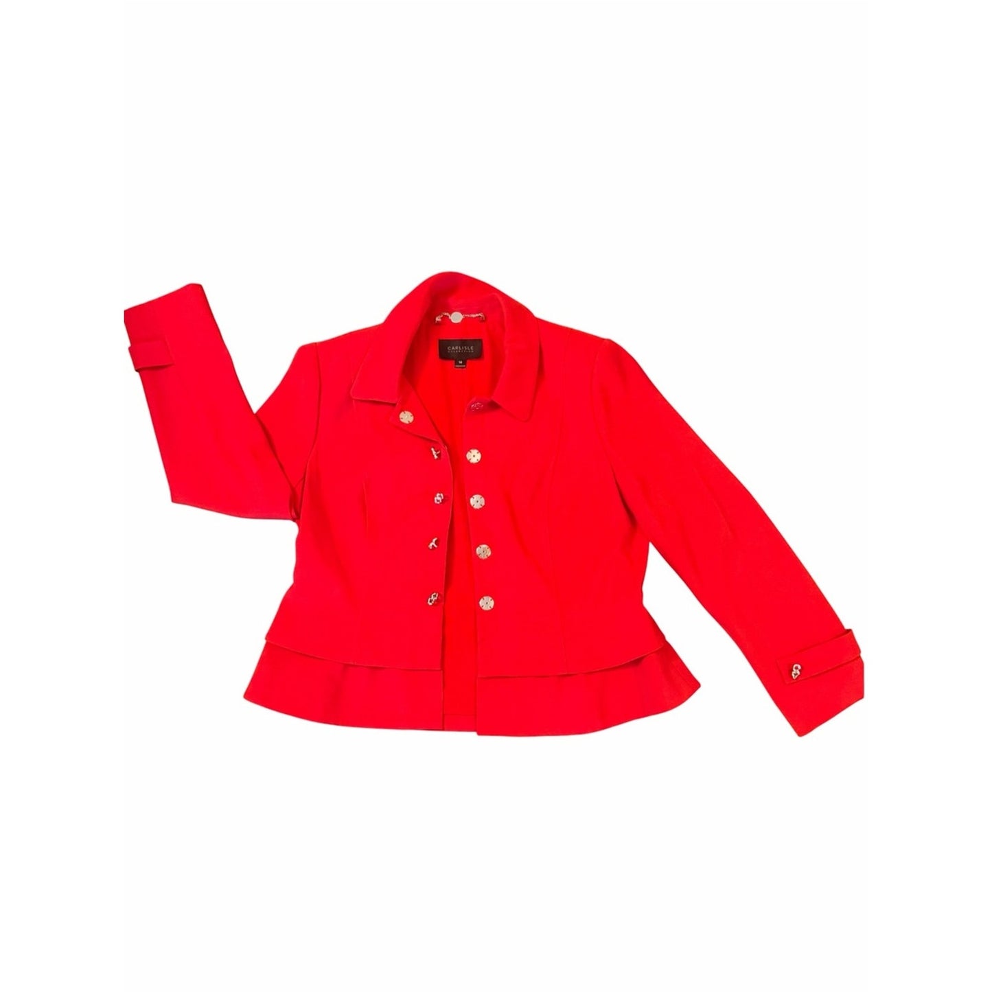 Carlisle Collection Red Peplum Blazer Size 14 New Everyday to Elevated Wear