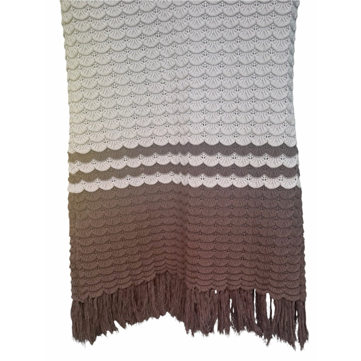 Torn by Ronny Kobo Sand & Cocoa Fringe Knit Dress Medium NWT Coastal Luxury
