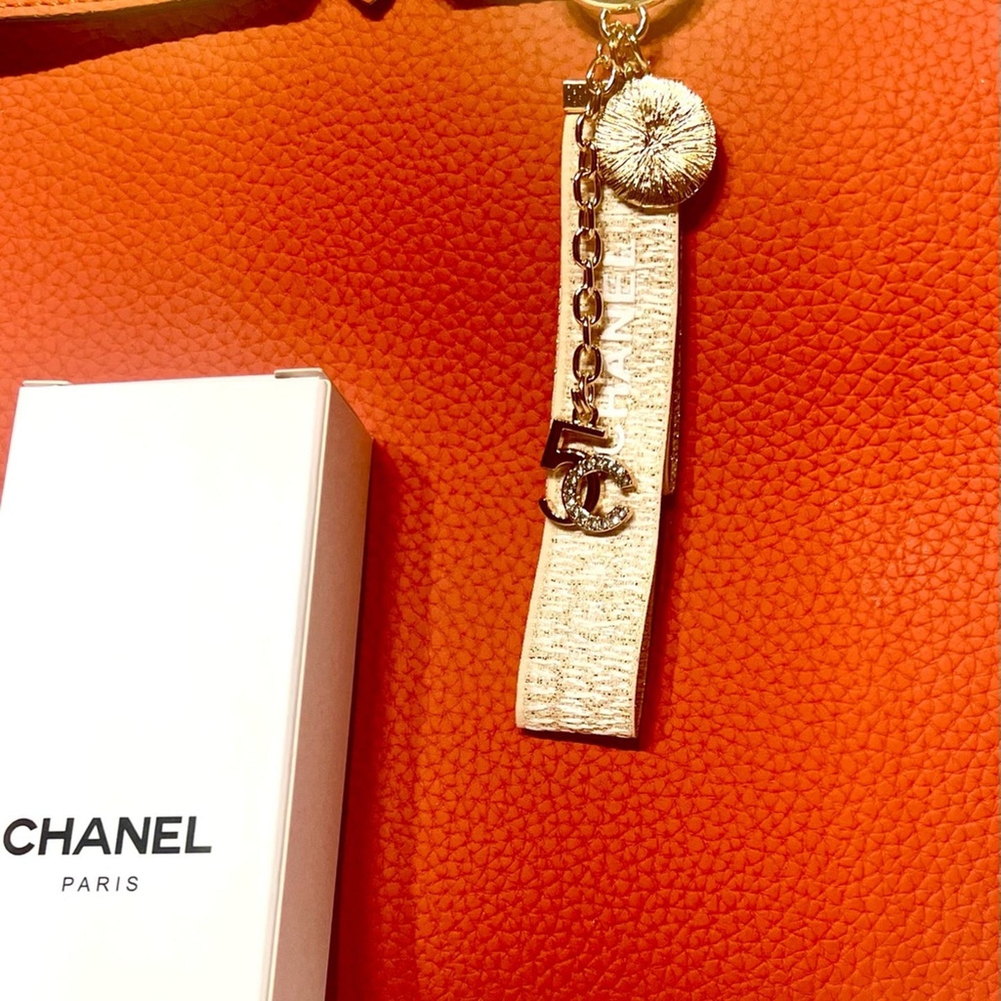 CHANEL Cream and Gold Key Holder 50th Anniversary - Bag Charm NIB