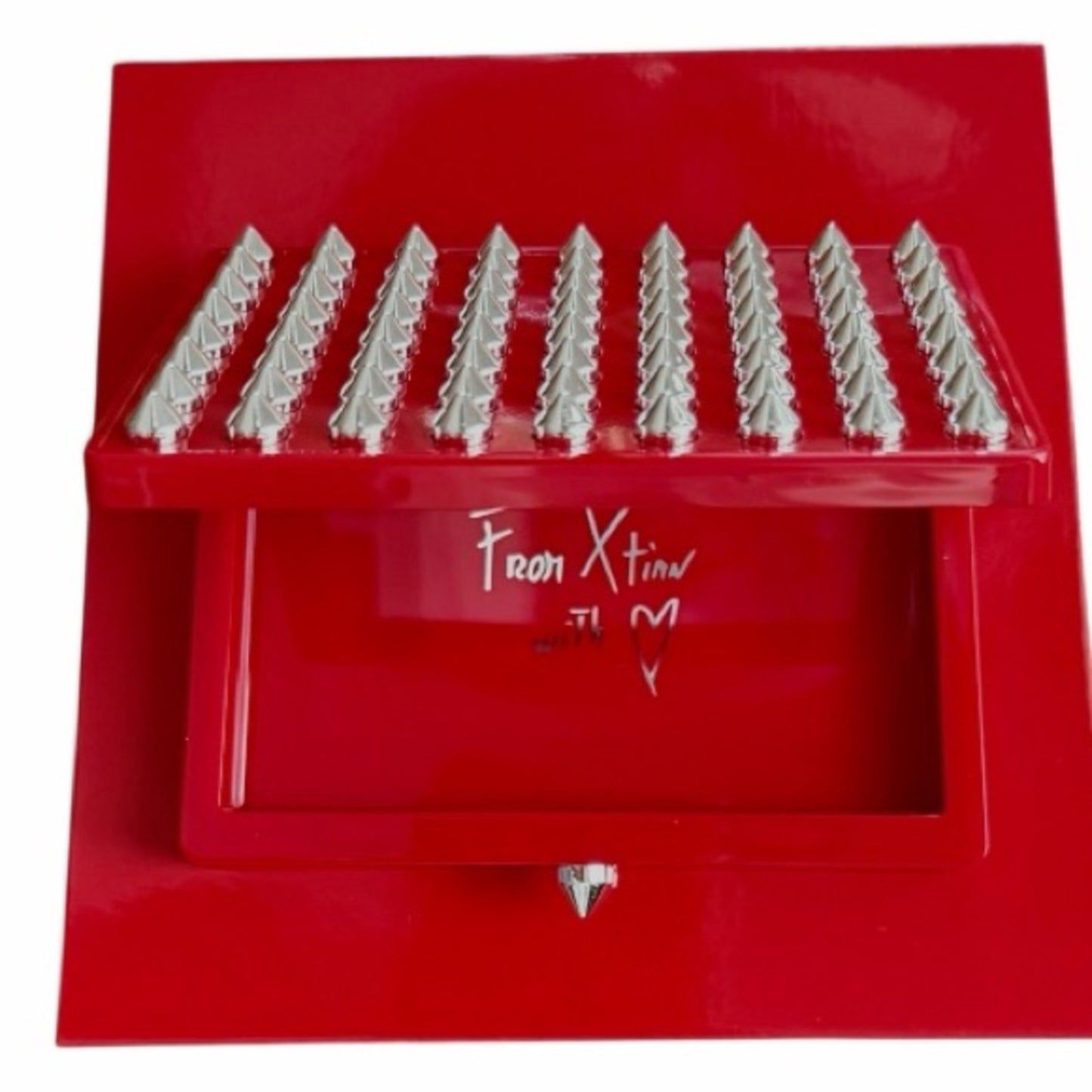 Christian Louboutin Red & Silver Studded Case & Key NWB