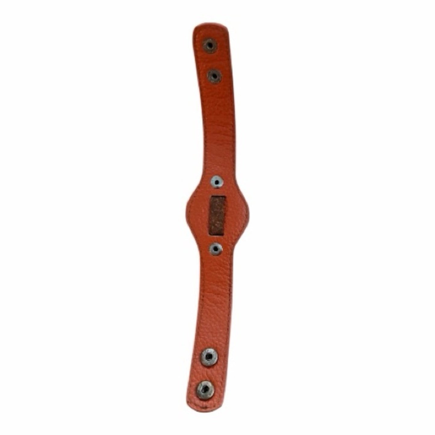 Vintage Tory Burch Orange Leather Cuff Bracelet Gold Tone Hardware