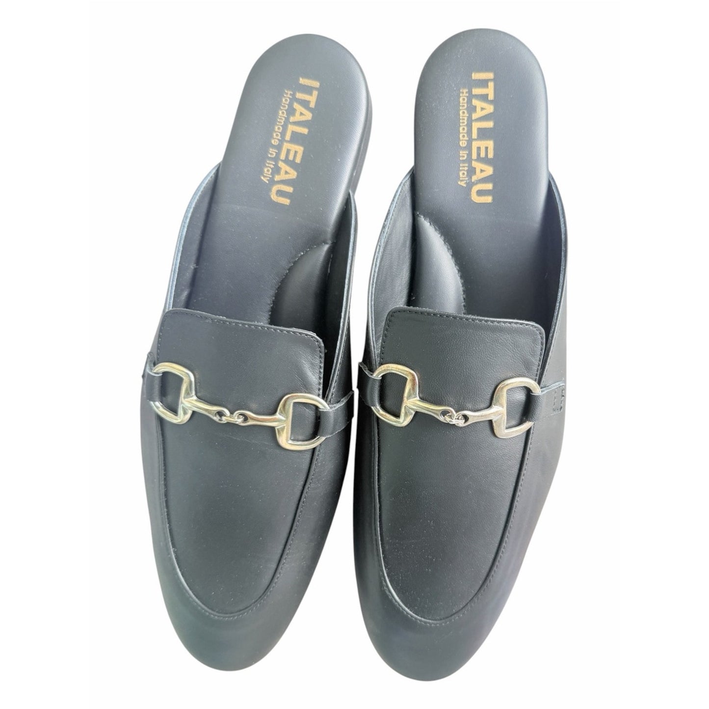 ITALEAU Lisa Flexlite Leather Horsebit Mule Loafers Black NIB EU 43 US 12