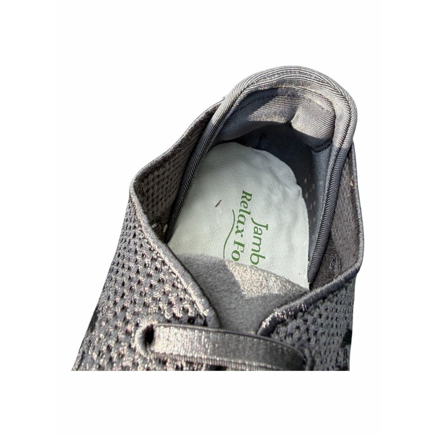 Jambu Lilac Charcoal Leather Knit Elastic Lace Comfort Travel Sneakers 8.5 NIB