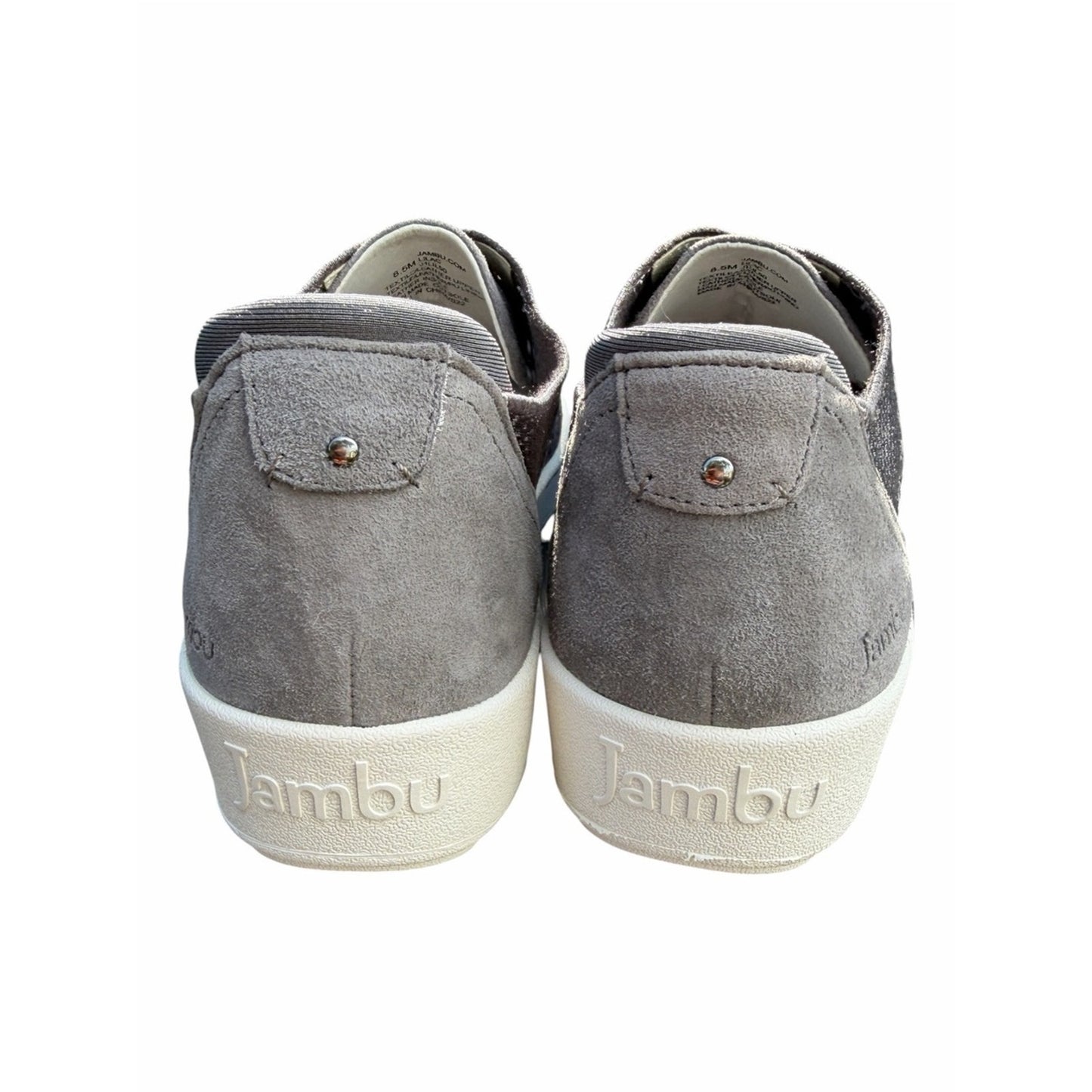 Jambu Lilac Charcoal Leather Knit Elastic Lace Comfort Travel Sneakers 8.5 NIB