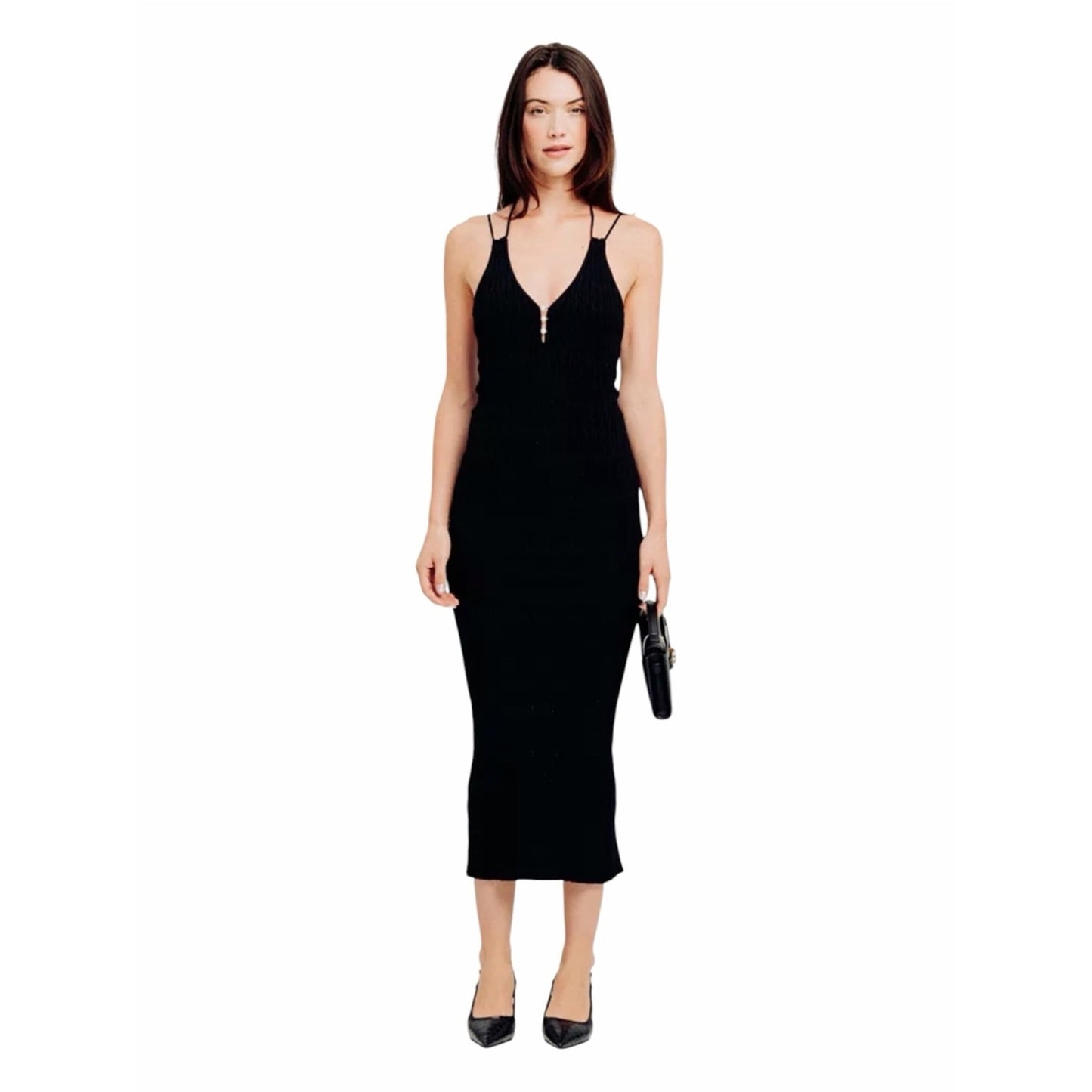 Torn by Ronny Kobo Ingrid Black Knit Maxi Dress NWT Size Med