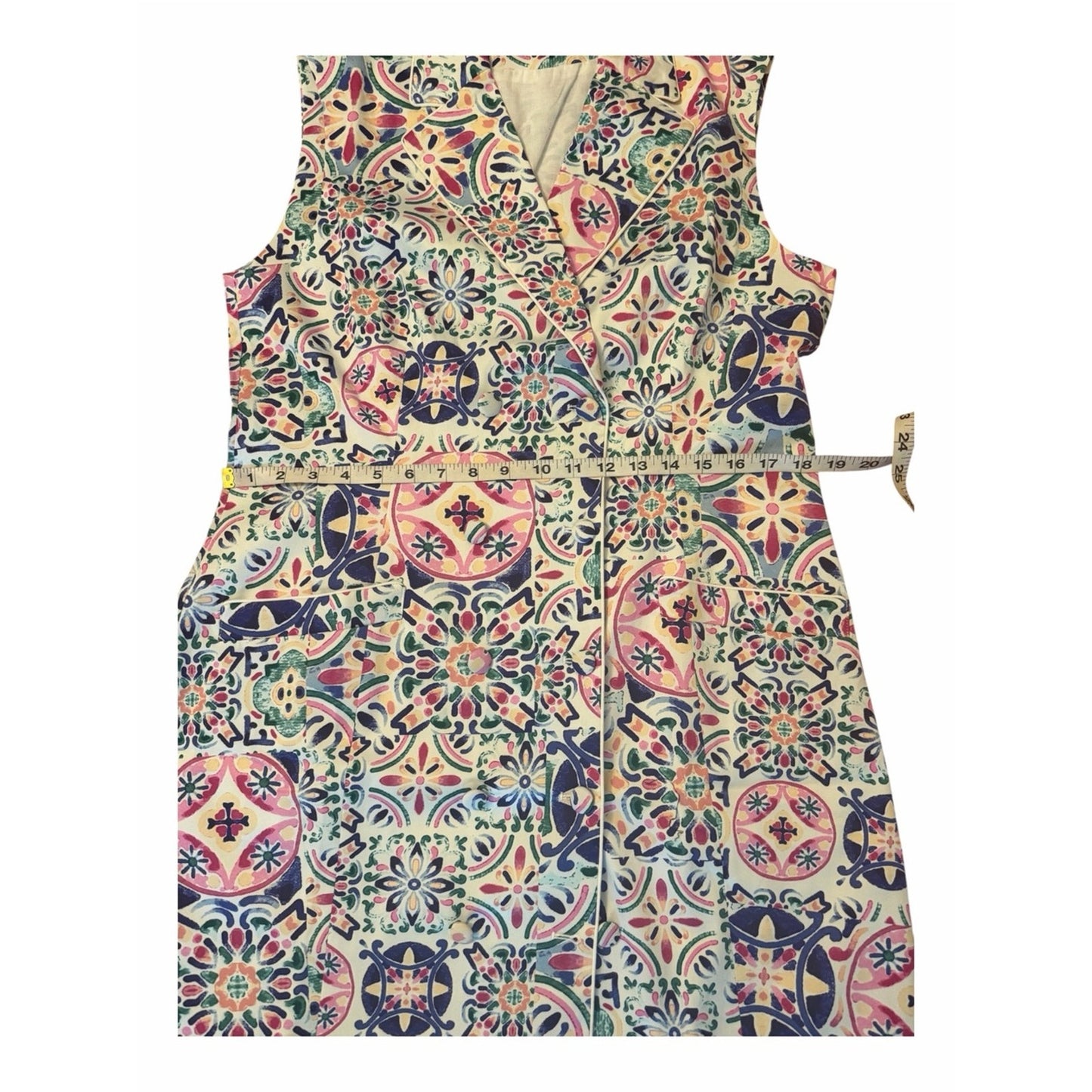 Hermoza Martina Dress NWT Large Mosaico Tile Print Sleeveless Blazer Vest Dress