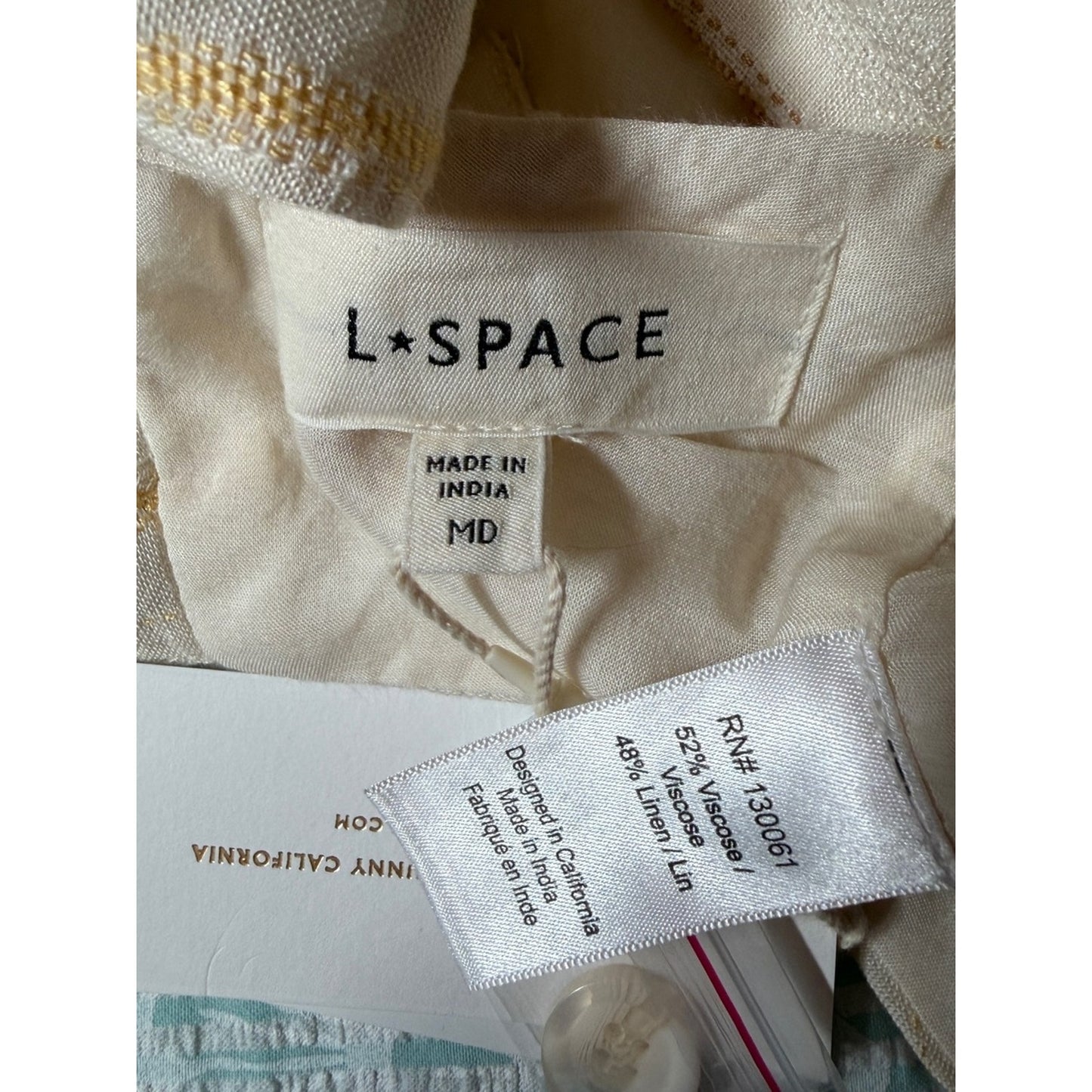 L*Space Beach House Vest NWT Medium Backless Halter Linen Blend Tie Crop Top