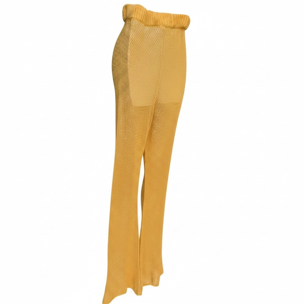 Space Los Cabos Crochet Cover-Up Pants XL NWT Mustard 100% Cotton Beach Resort