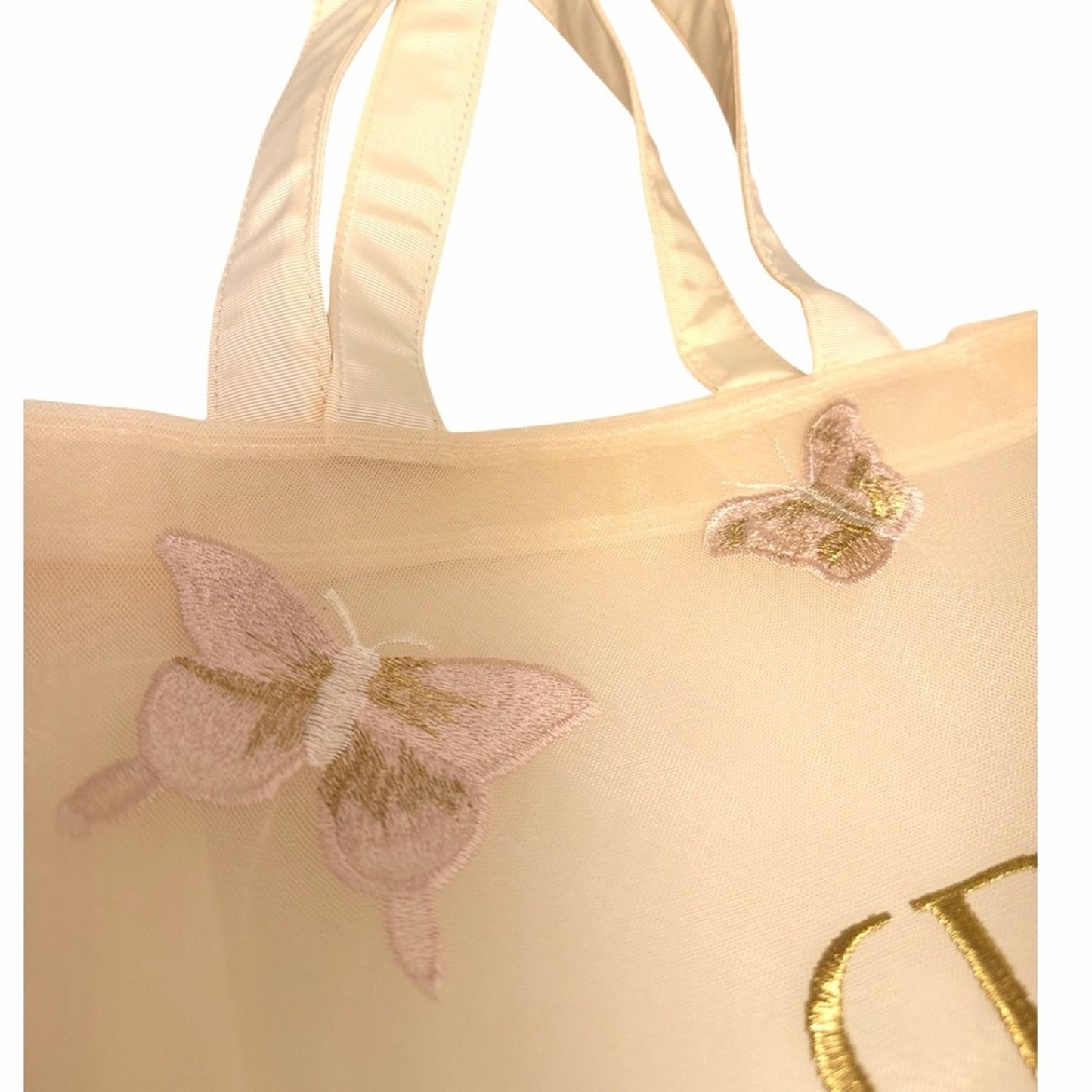 Dior Butterfly Embroidered Tote Bag Floral Mesh NEW