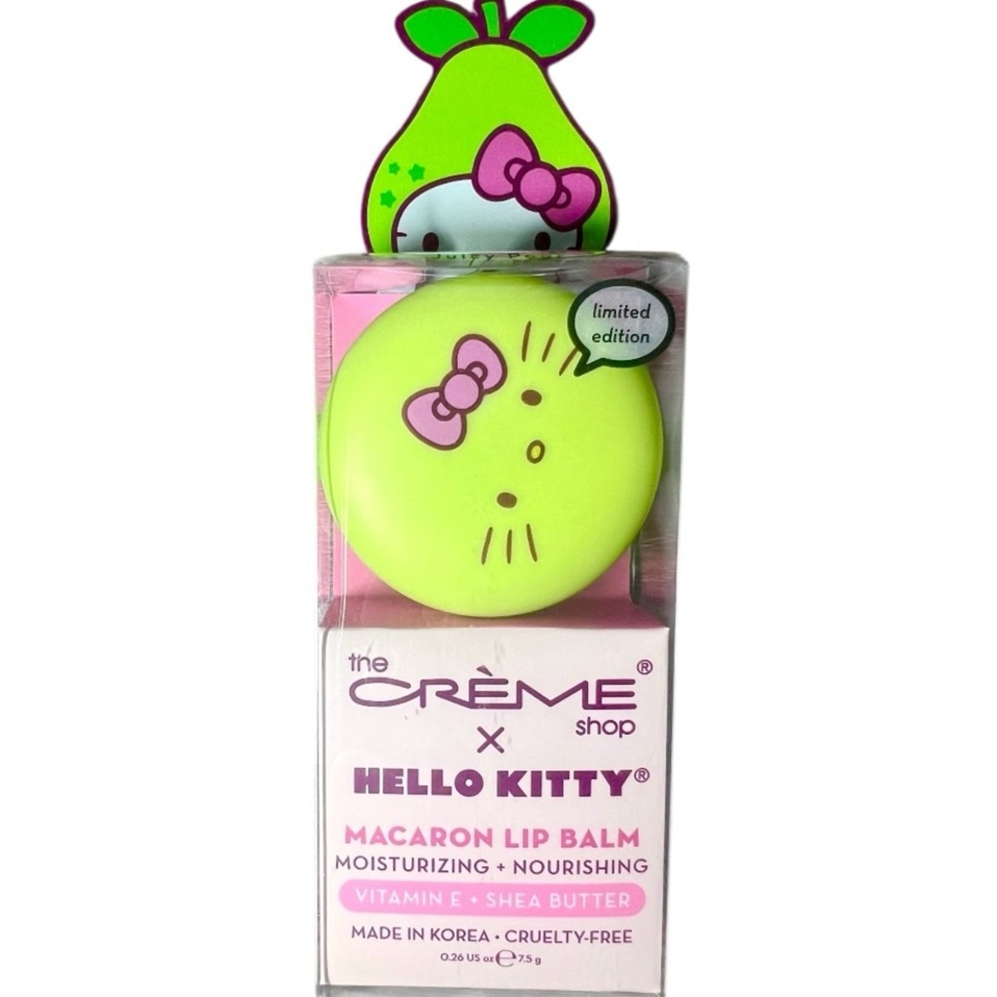 Hello Kitty Macaron Lip Balm LIMITED EDITION GREEN CASE JUICY PEAR