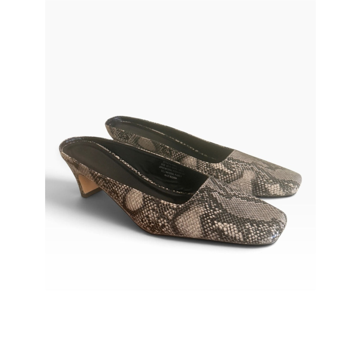 French Connection Aimee Snake Print Kitten Heel Mules  Women’s Size 11 NIB