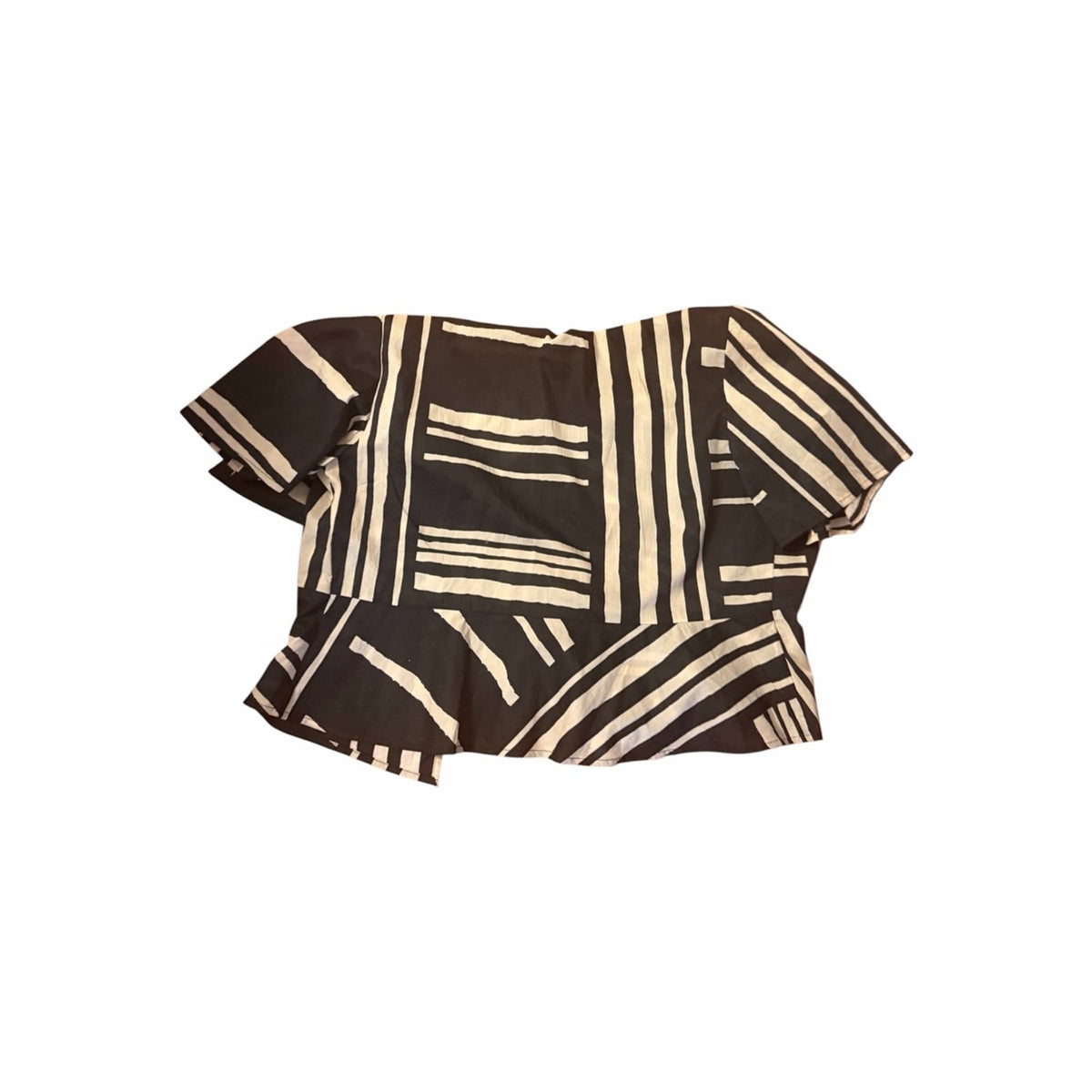 NWT Rails Tia Island Stripe Tie Front Cotton Top Women’s L Cream & Black