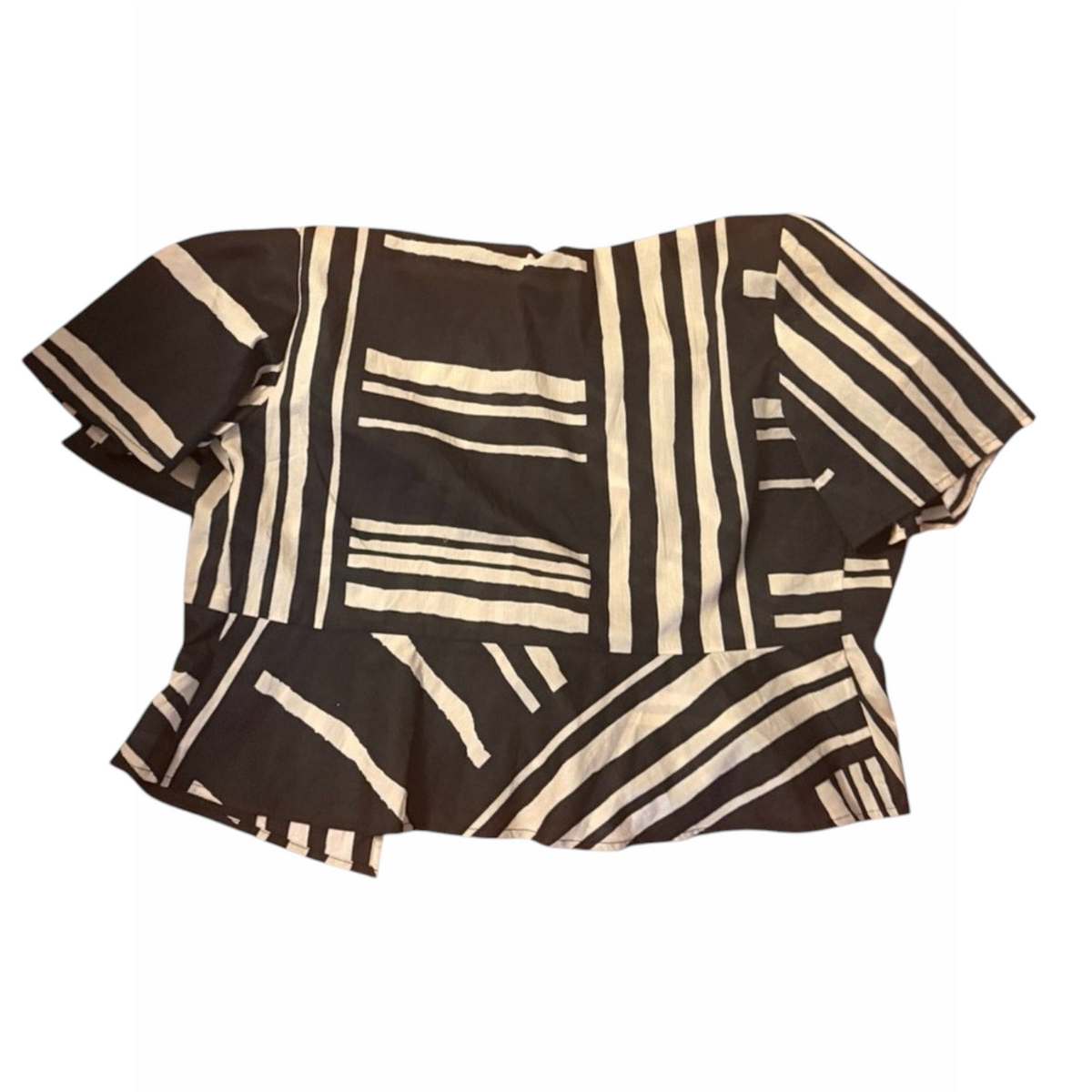 NWT Rails Tia Island Stripe Tie Front Cotton Top Women’s L Cream & Black