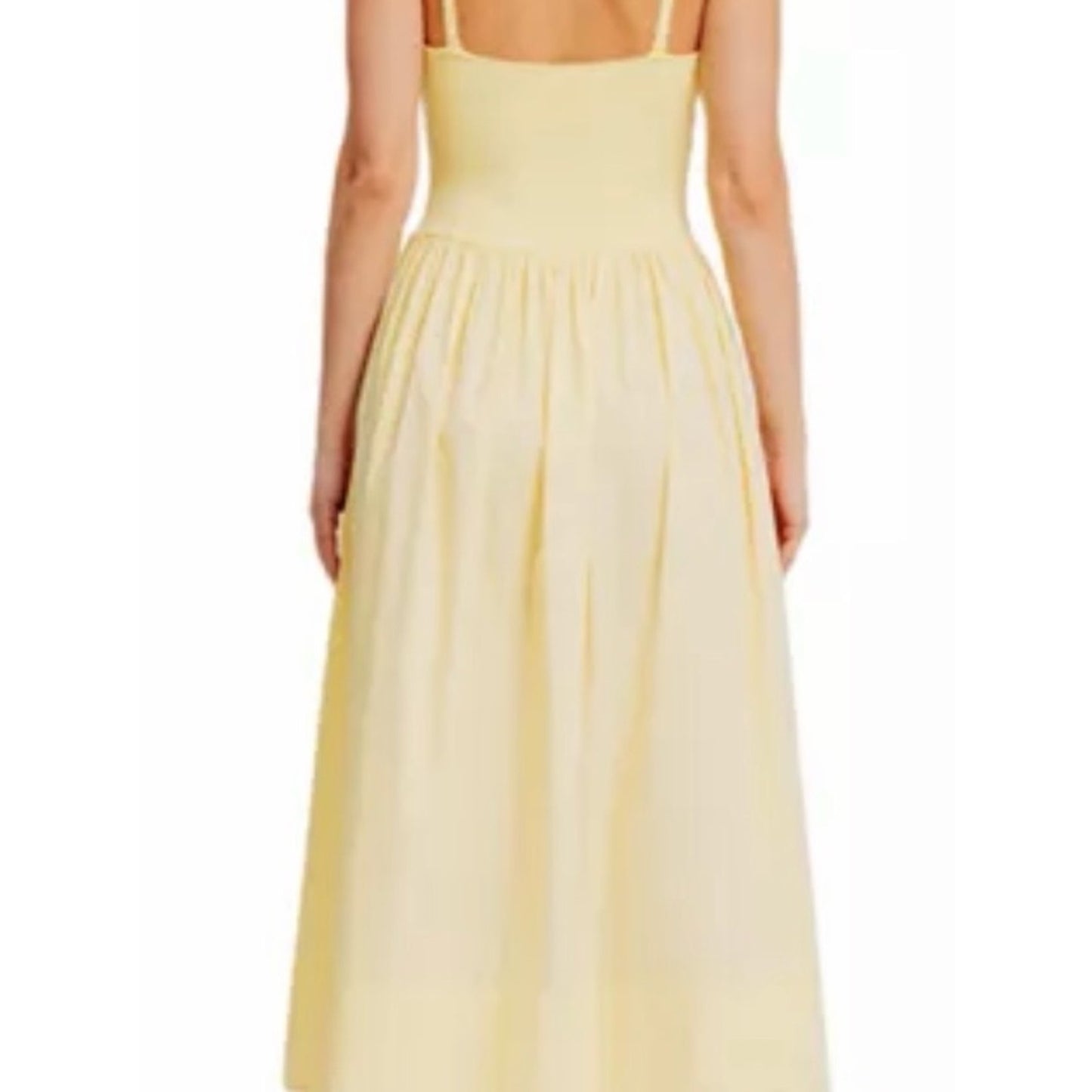 Torn by Ronny Kobo Monica Dress Lemon Butter Rib Knit Poplin Midi Dress NWT Size M