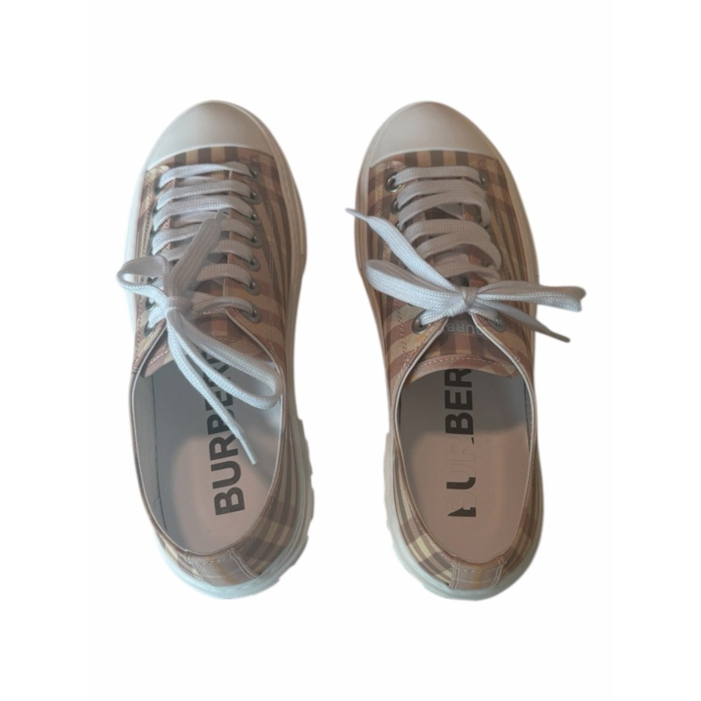 Burberry Vintage Check Jack Low Top Sneakers Size 39 w/ Logo Sole -Dust Bag NIB