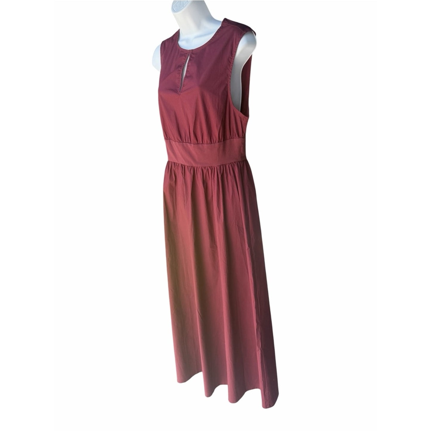 WeWoreWhat Wine Color Cotton Poplin Maxi Dress M Fit & Flare NWT