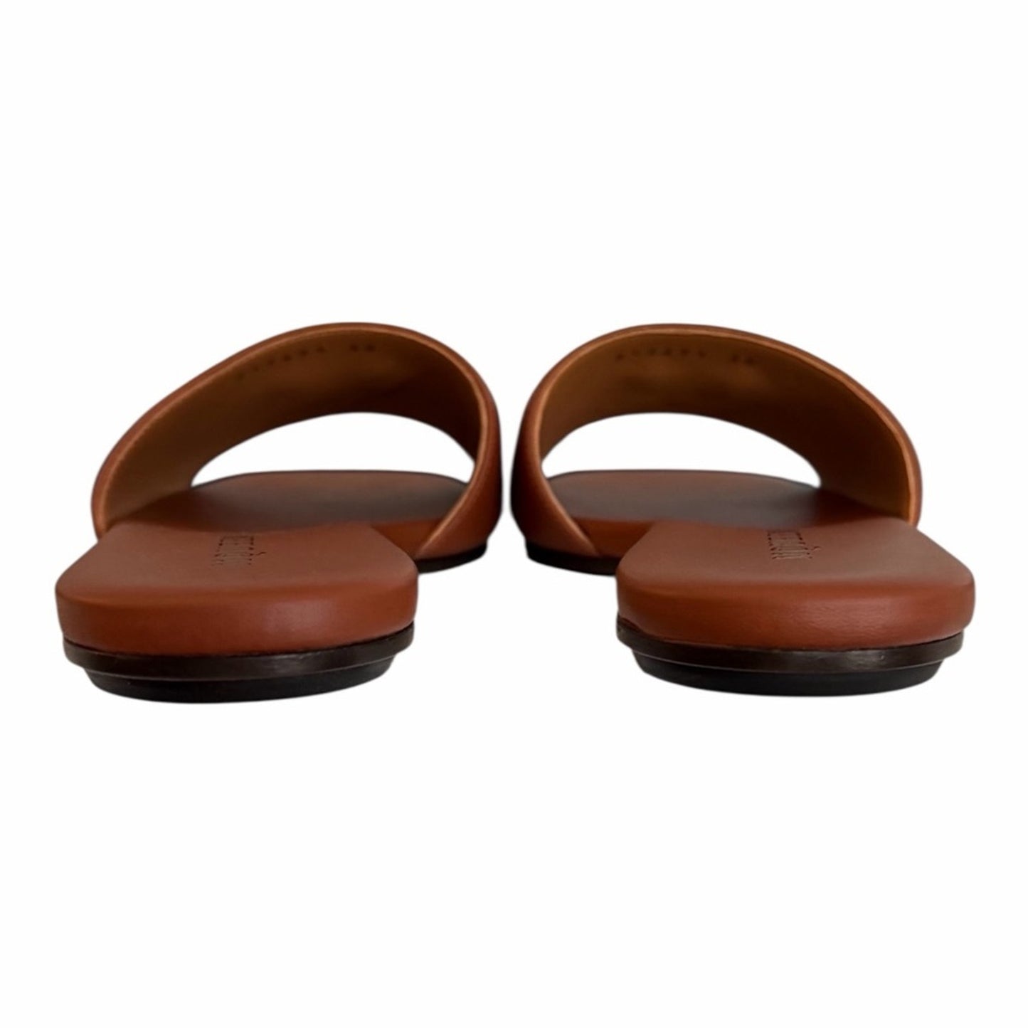 Alexander McQueen T Leather Cognac W/ Gold hardware Slide Sandals Size 38