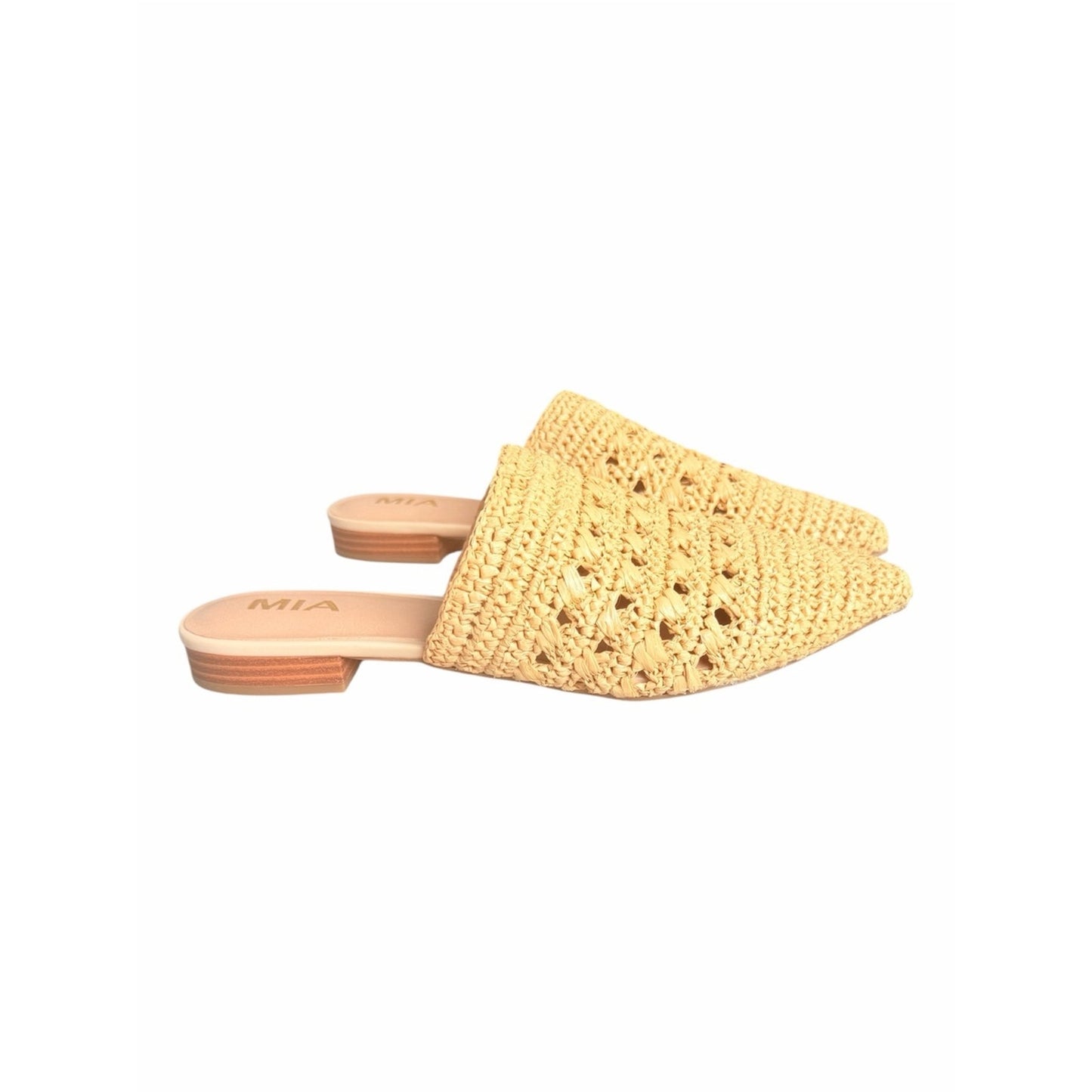 MIA Jany Natural Woven Raffia Pointed Toe Mules Shoes Size 8.5 NIB