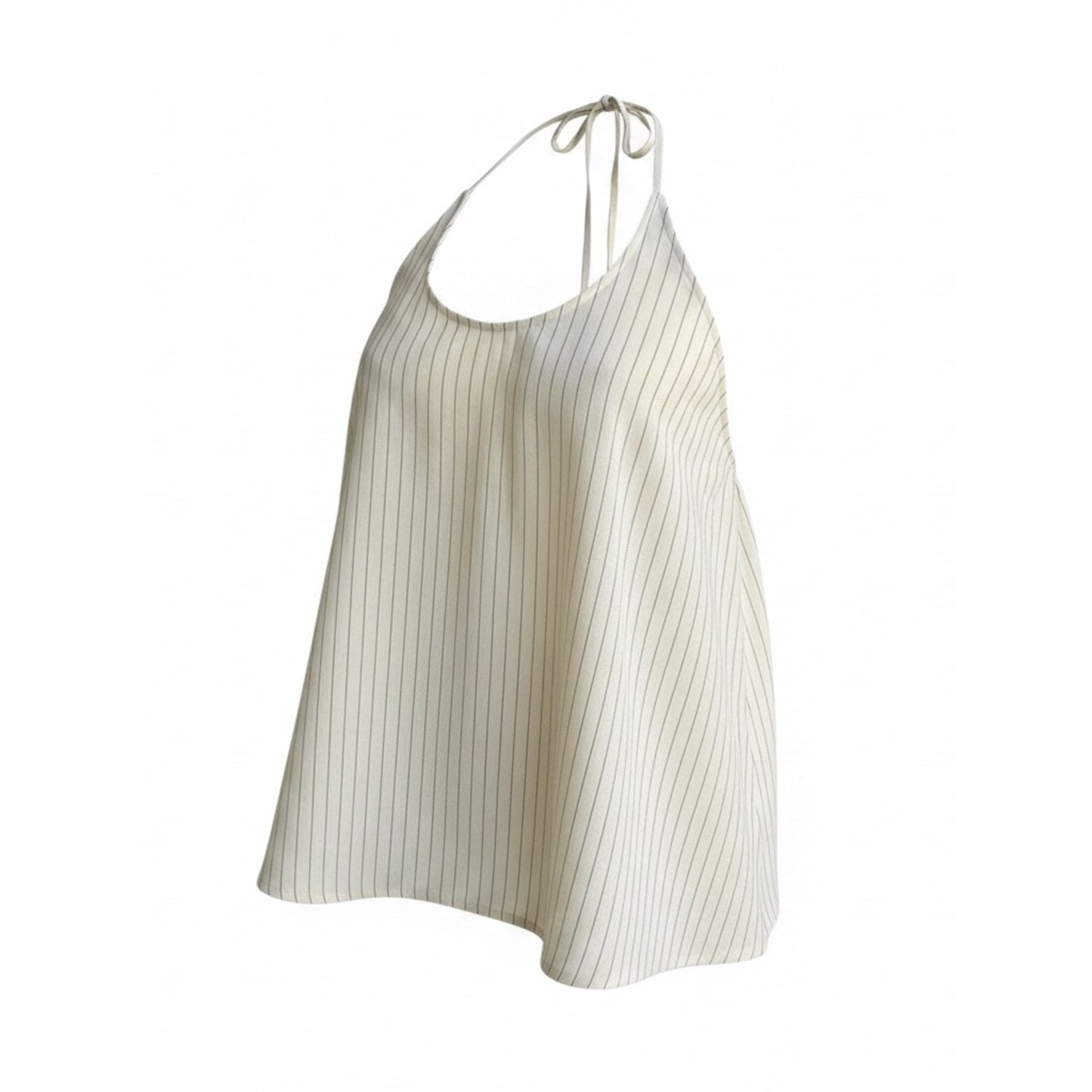 NWT WeWoreWhat Linen Blend Halter Top Open Back Pinstripe Size Large
