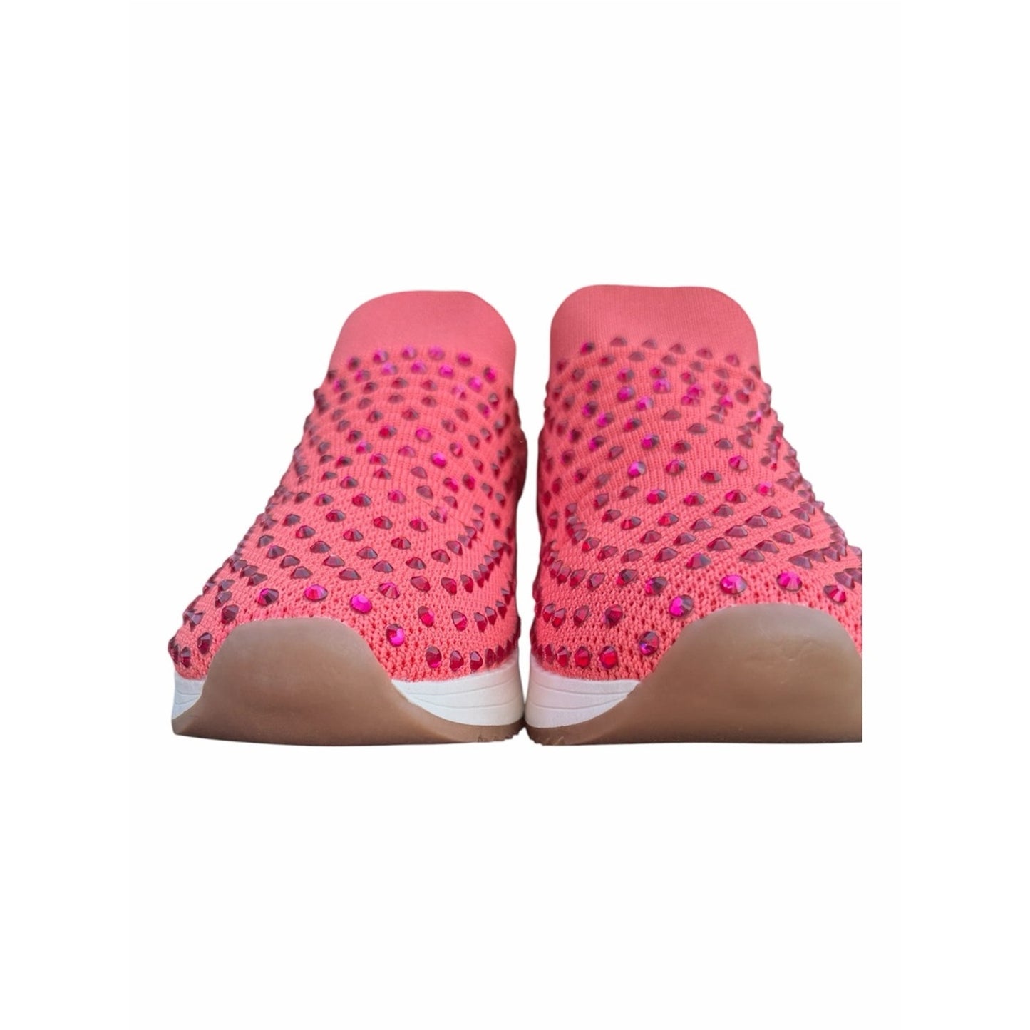 Kenneth Cole Reaction Cameron Jewel Jogger Rhinestone Knit Sneakers Pink 7.5