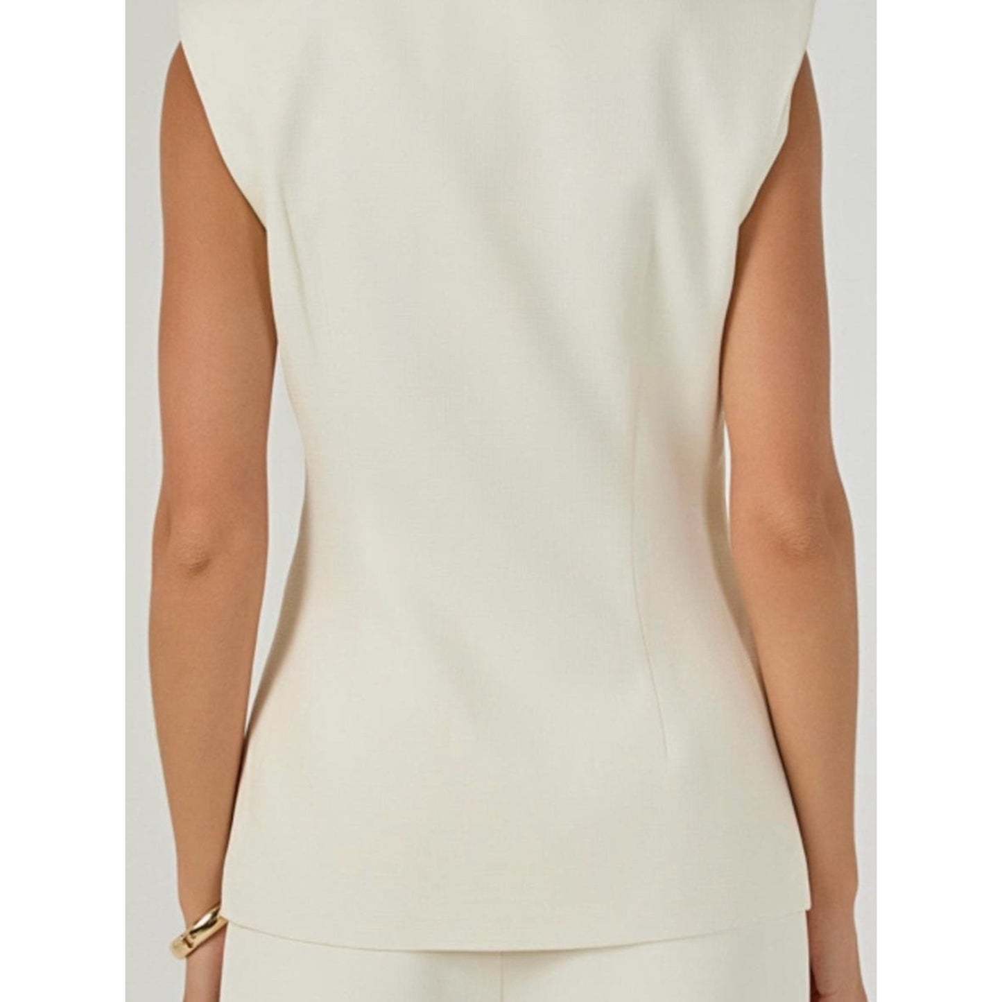 NWT Endless Rose Cream Tailored Long Vest Gold Button Blazer Vest Size Small