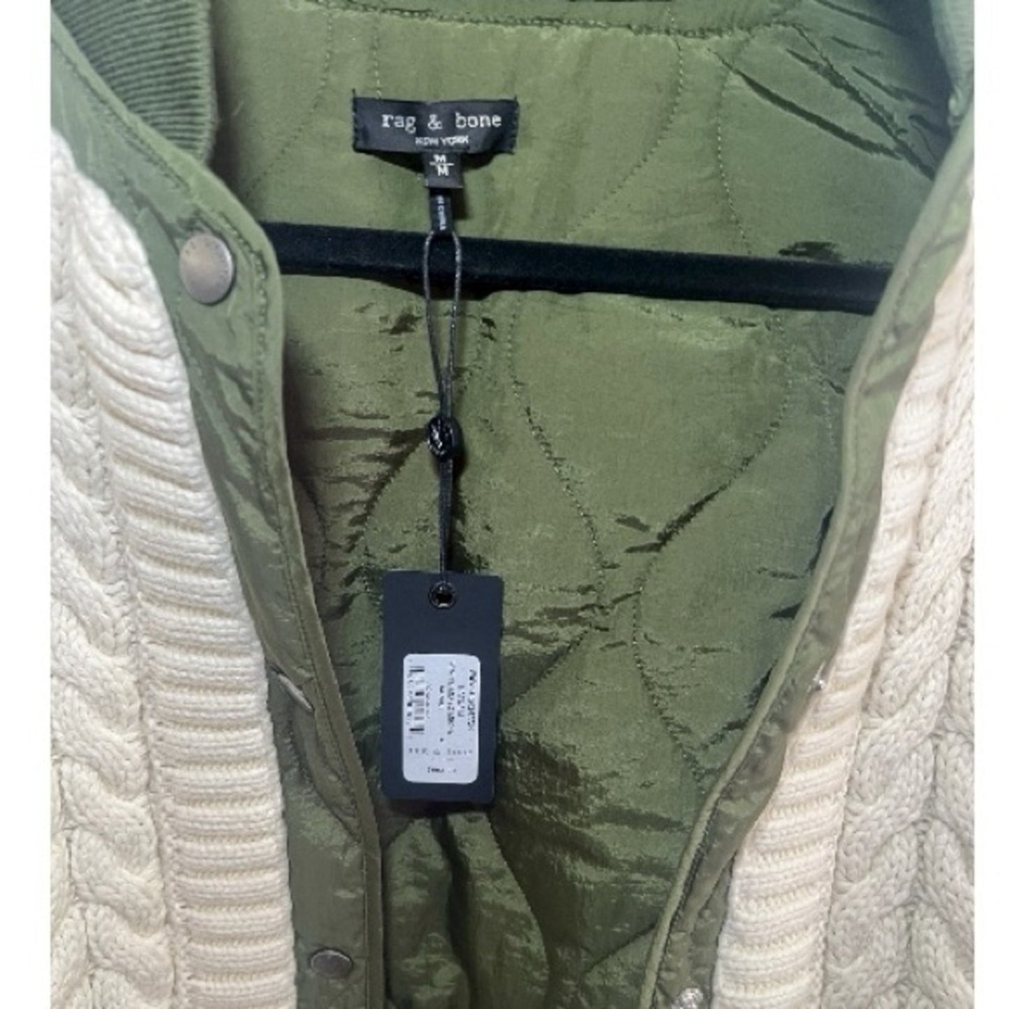 NWT Rag & Bone Winnie Mixed Media Jacket - Cream & Olive Woman’s size Med