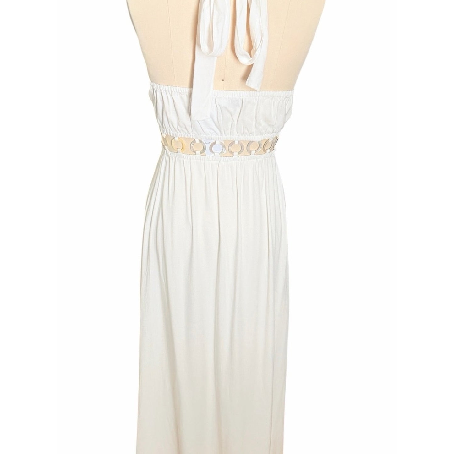 Tiare Hawaii Tidal Wave White Shell Cutout Maxi Dress NWT Size Med